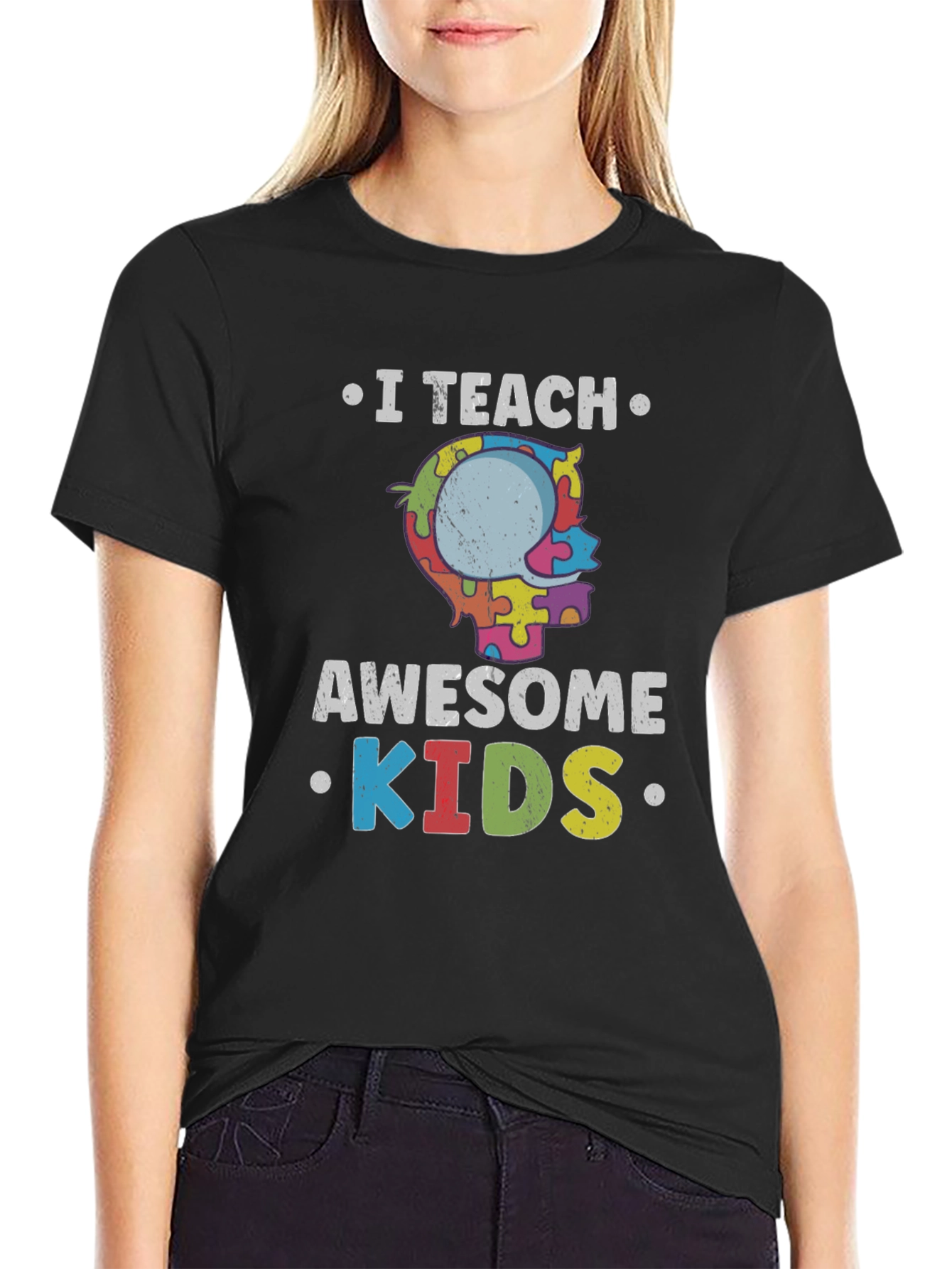 I Teach Awesome Kids Autism Awareness T-Shirt