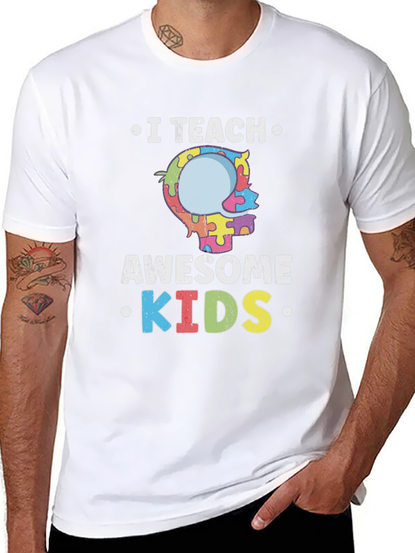 I Teach Awesome Kids Autism Awareness T-Shirt