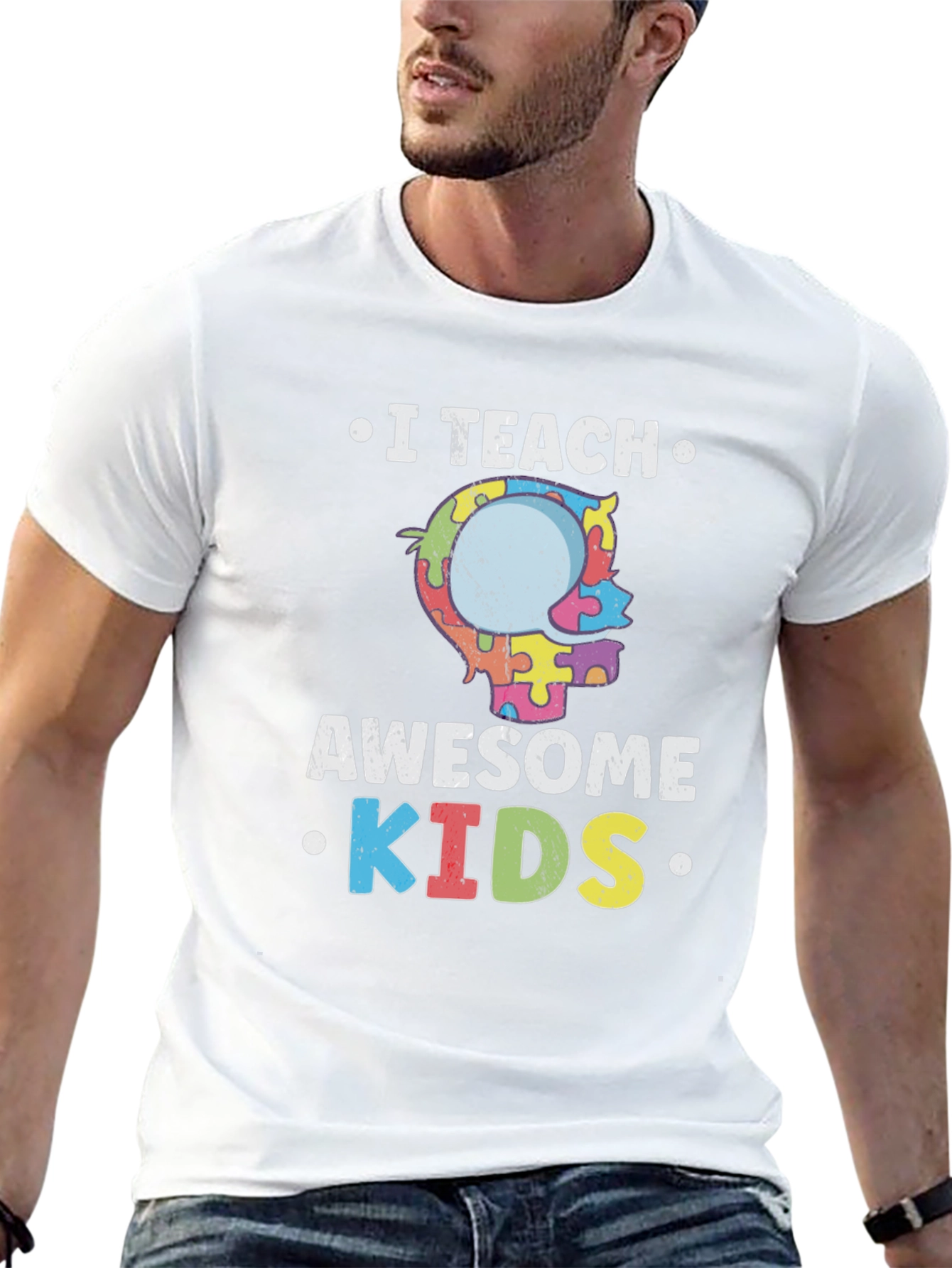 I Teach Awesome Kids Autism Awareness T-Shirt