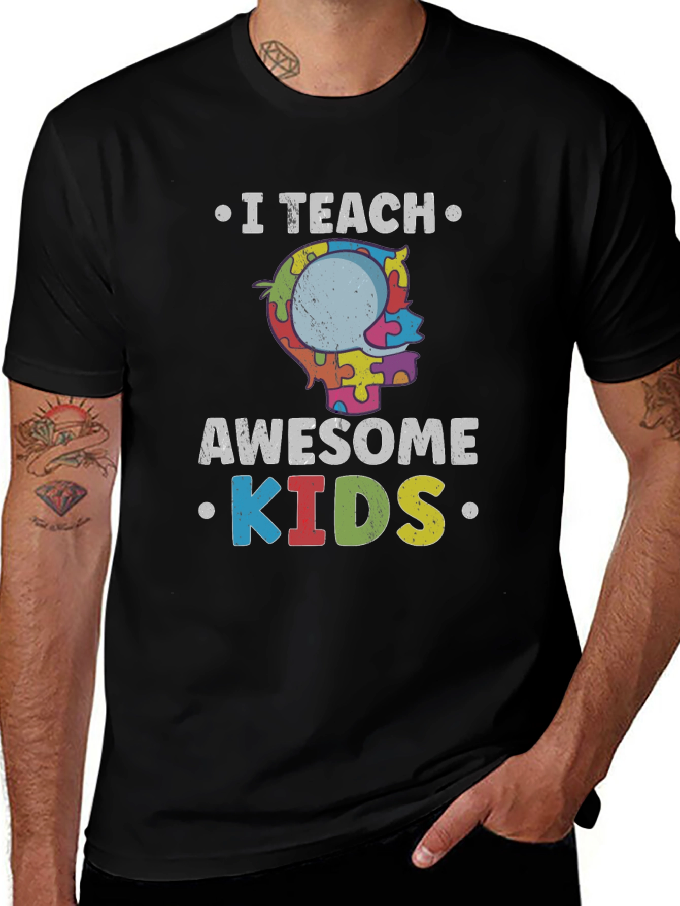 I Teach Awesome Kids Autism Awareness T-Shirt