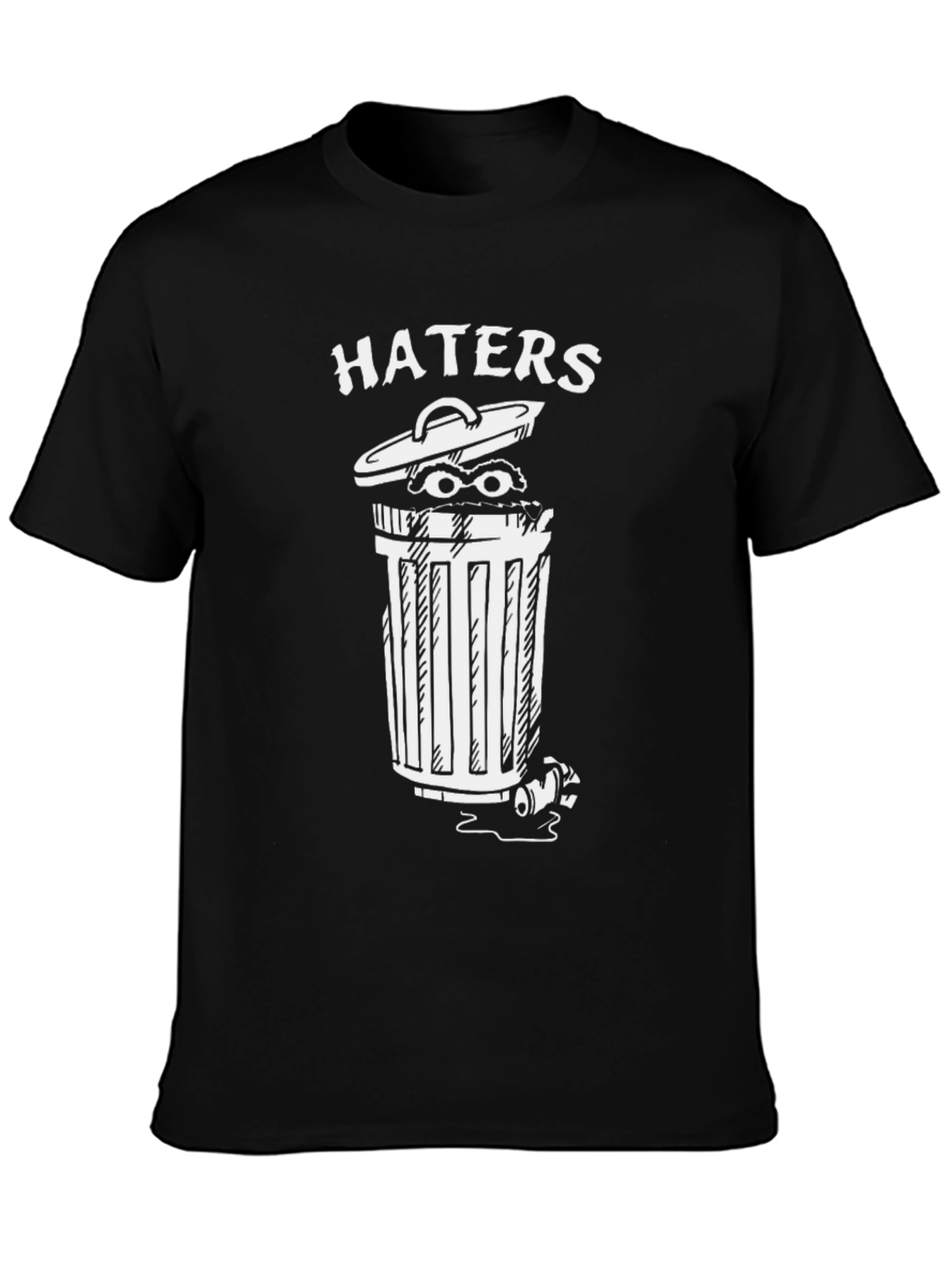Haters Trash Can Graphic Tee - Funny Statement Shirt