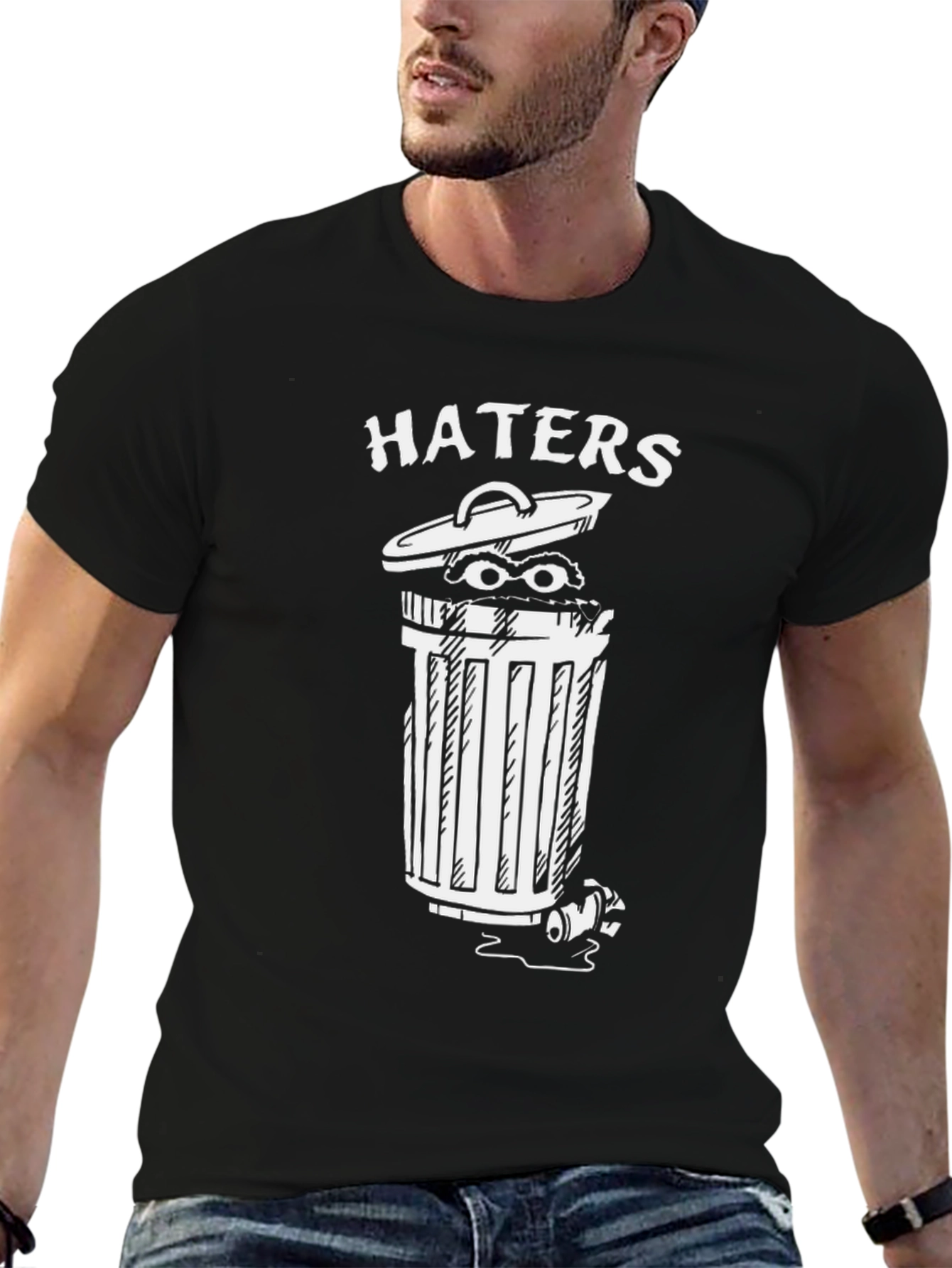 Haters Trash Can Graphic Tee - Funny Statement Shirt
