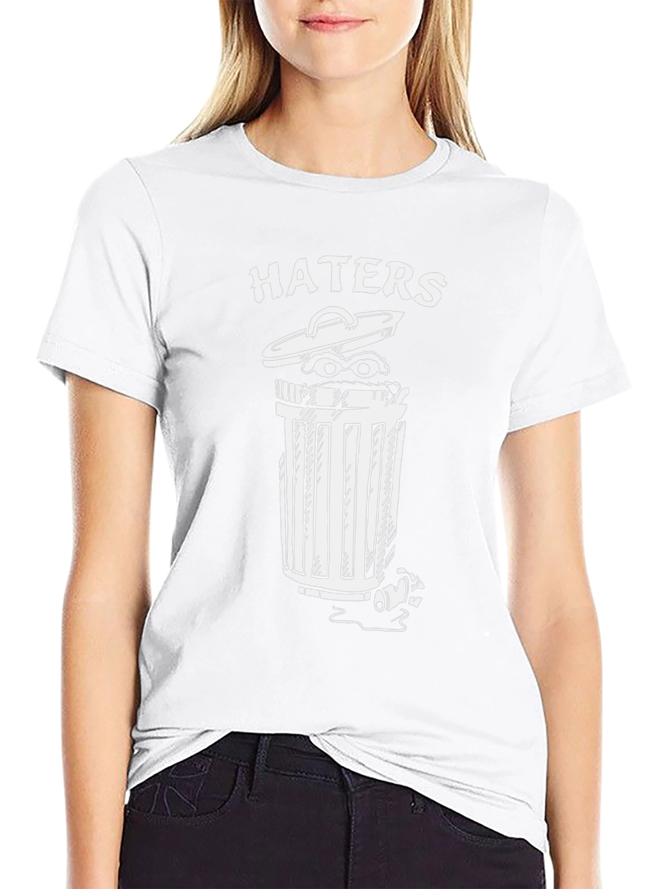 Haters Trash Can Graphic Tee - Funny Statement Shirt