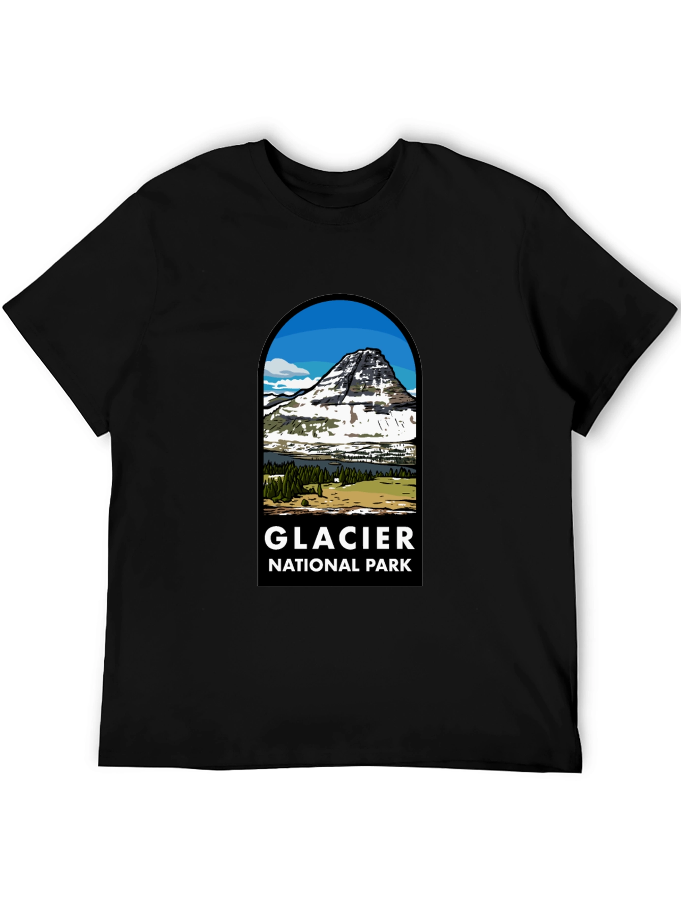 Glacier National Park Black T-Shirt