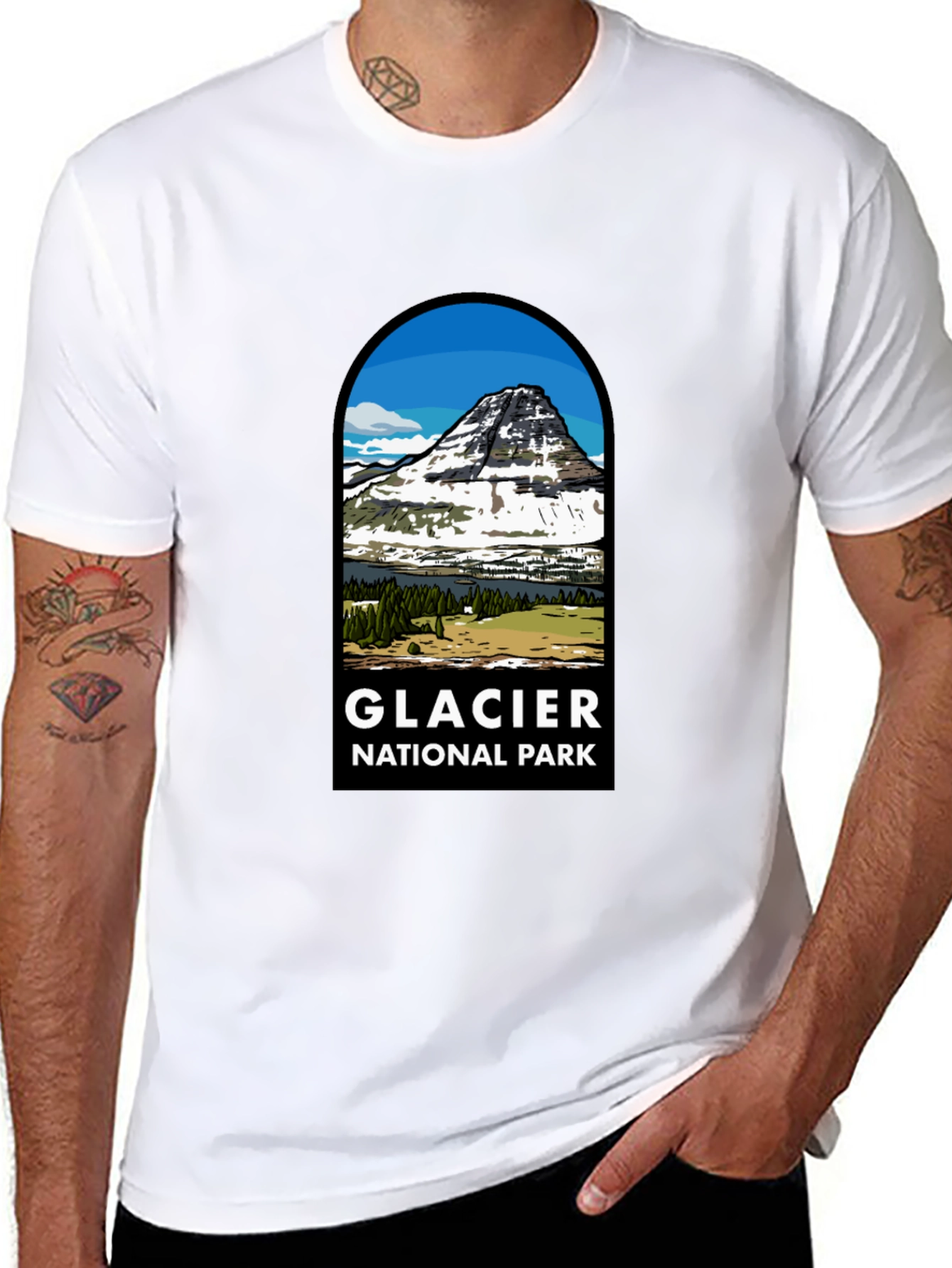 Glacier National Park Black T-Shirt