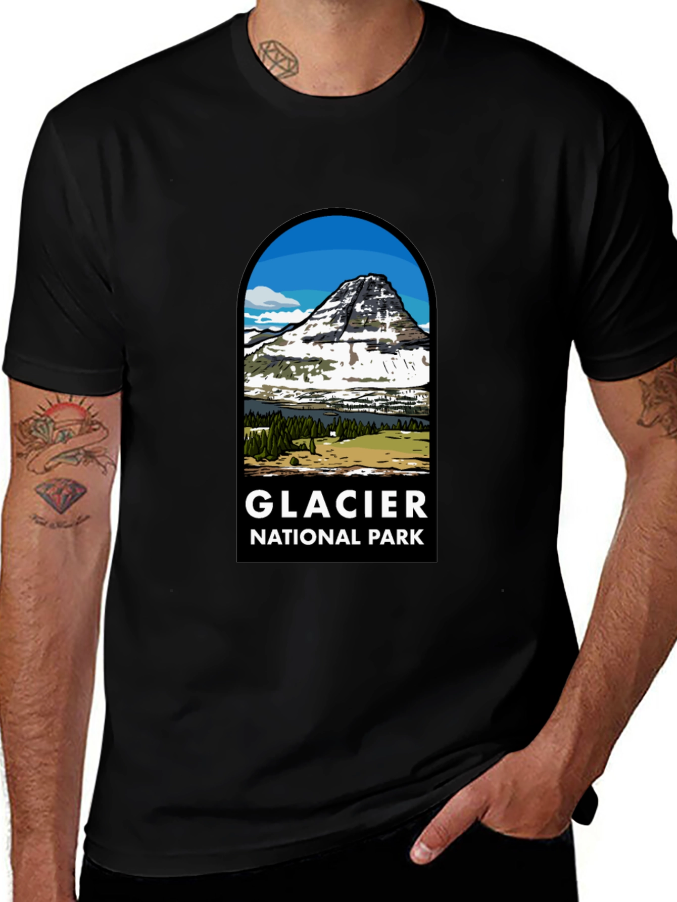 Glacier National Park Black T-Shirt