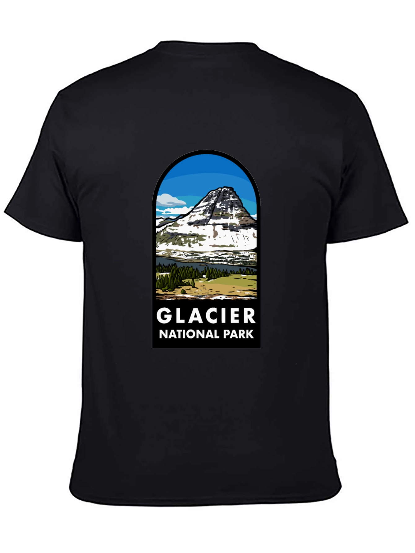 Glacier National Park Black T-Shirt