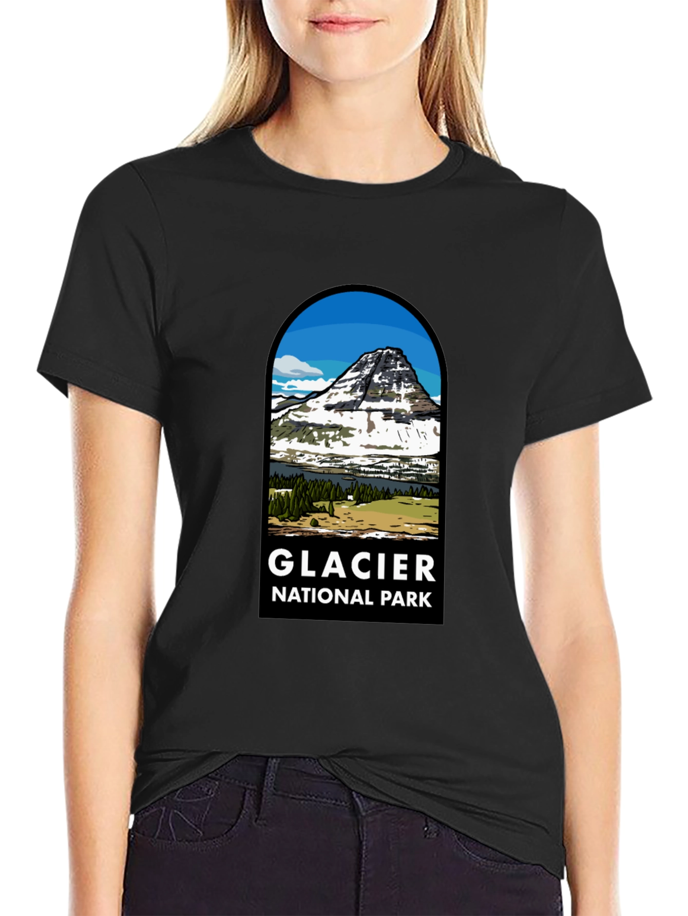 Glacier National Park Black T-Shirt