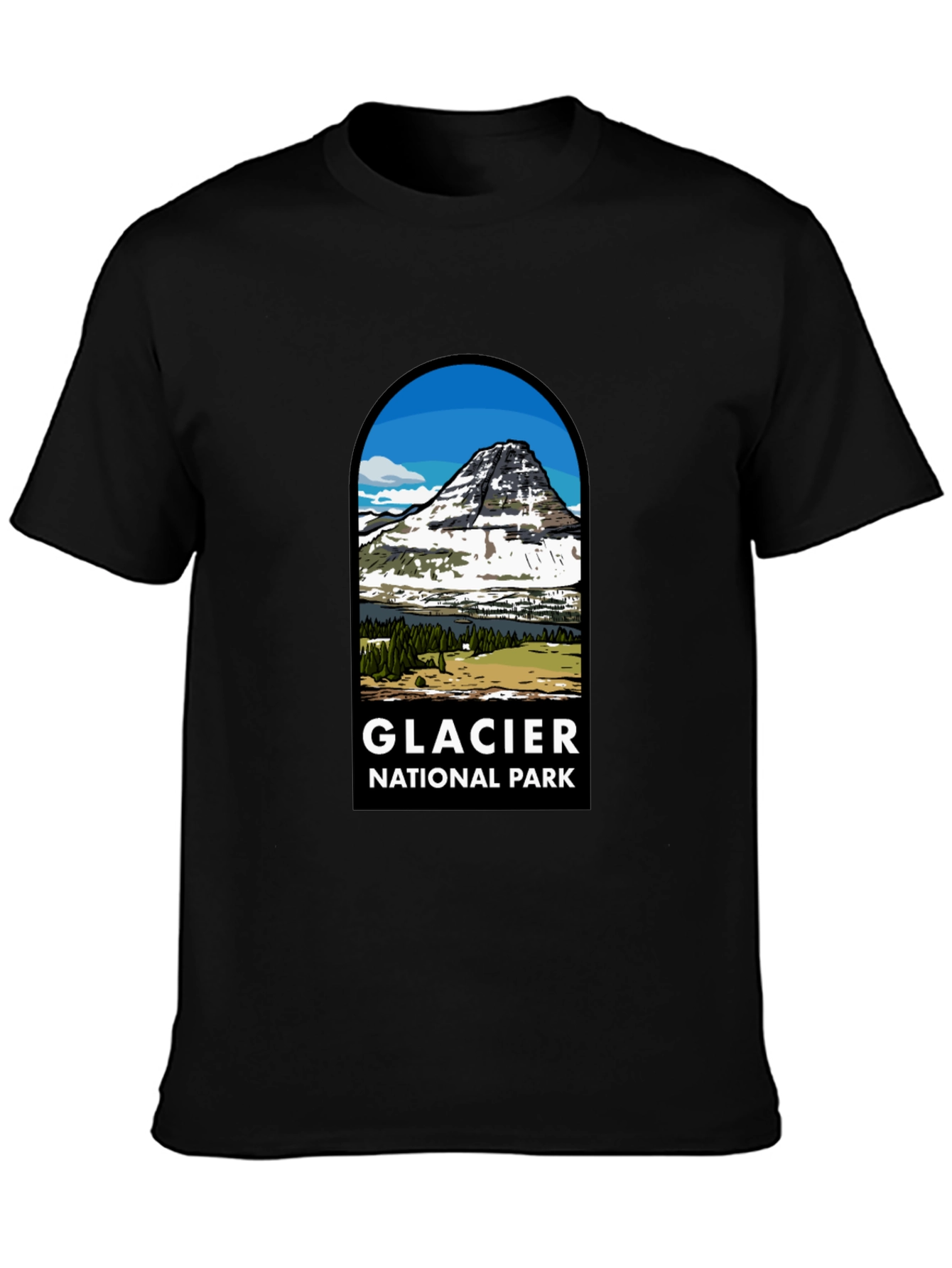 Glacier National Park Black T-Shirt