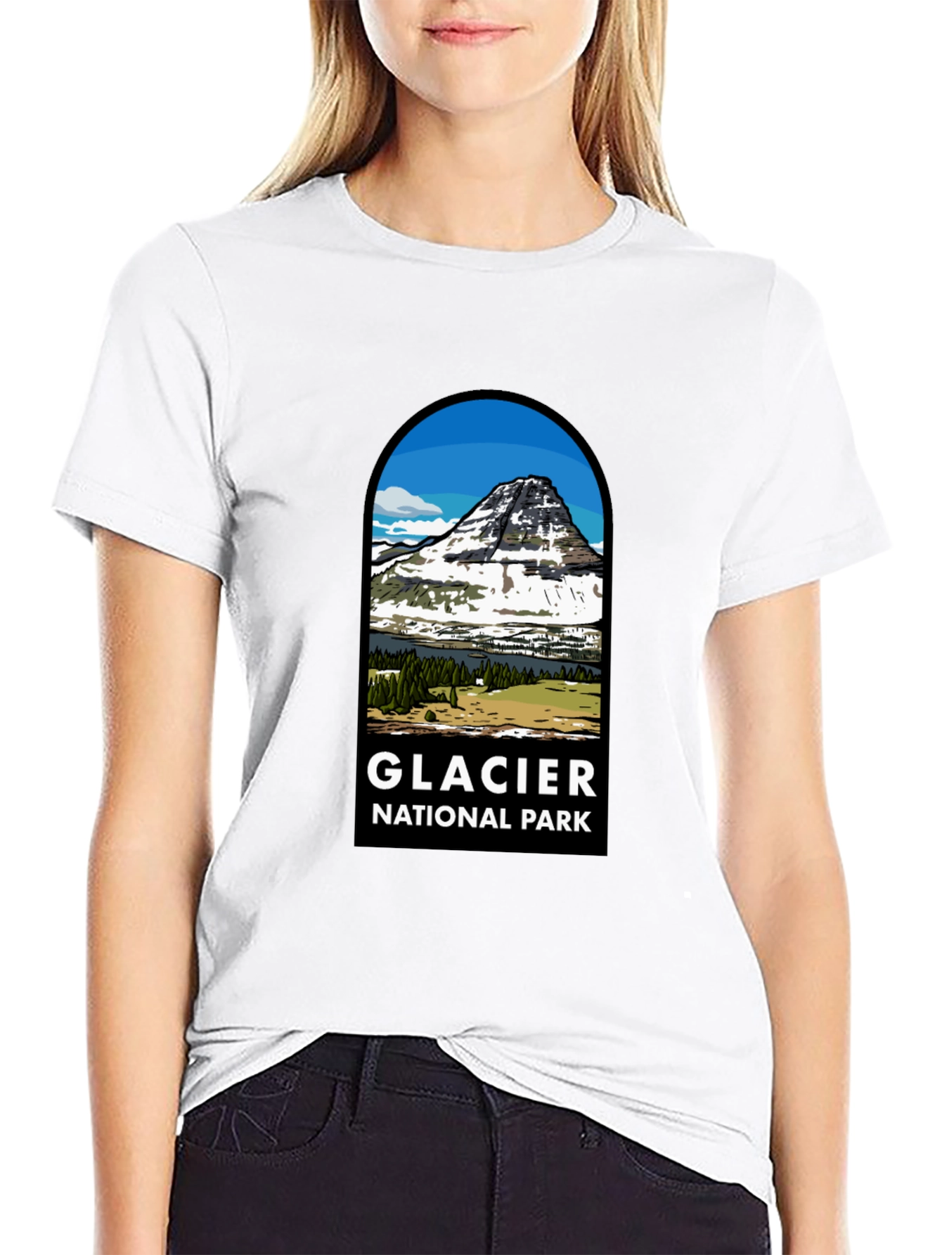Glacier National Park Black T-Shirt