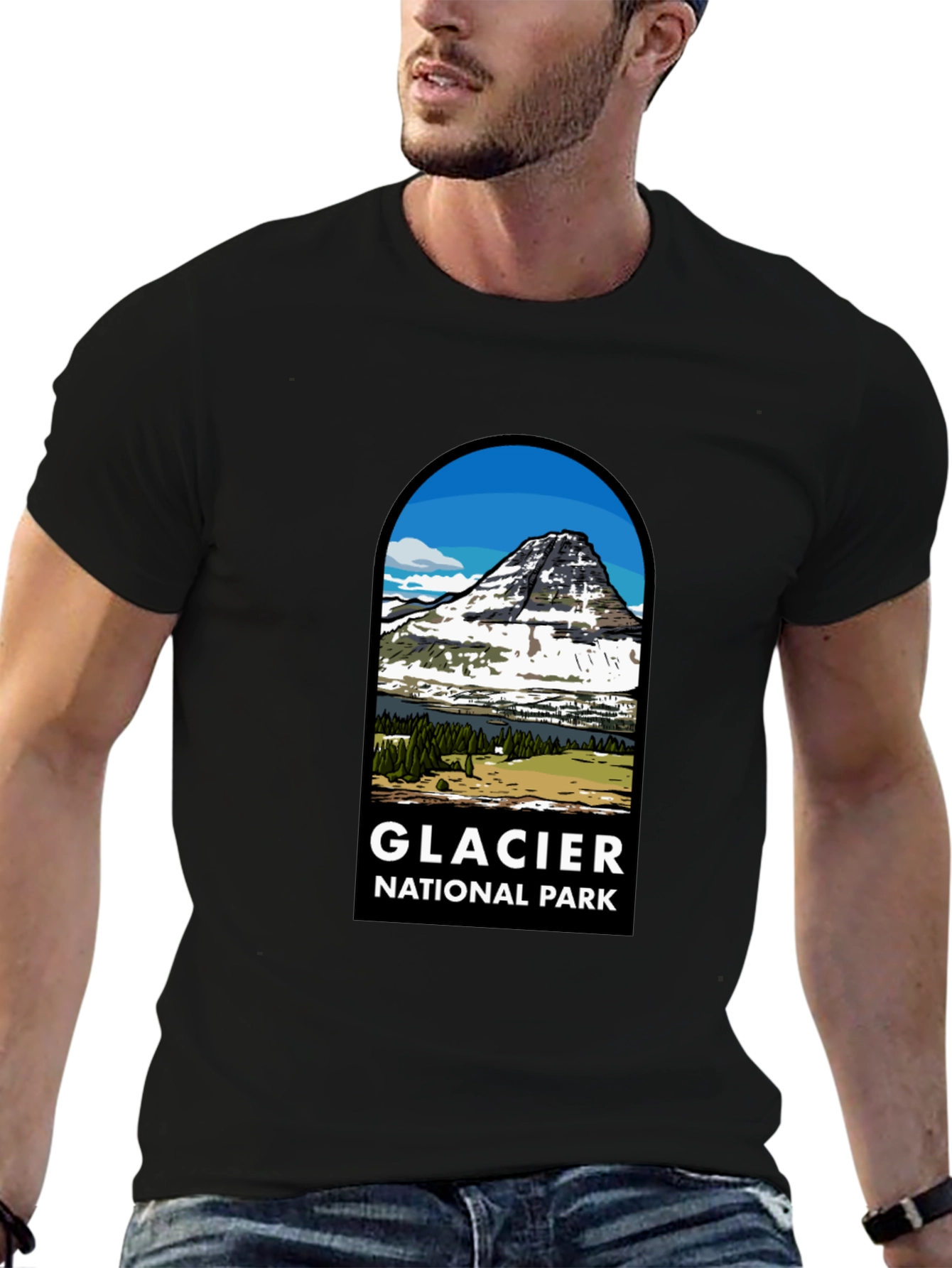 Glacier National Park Black T-Shirt