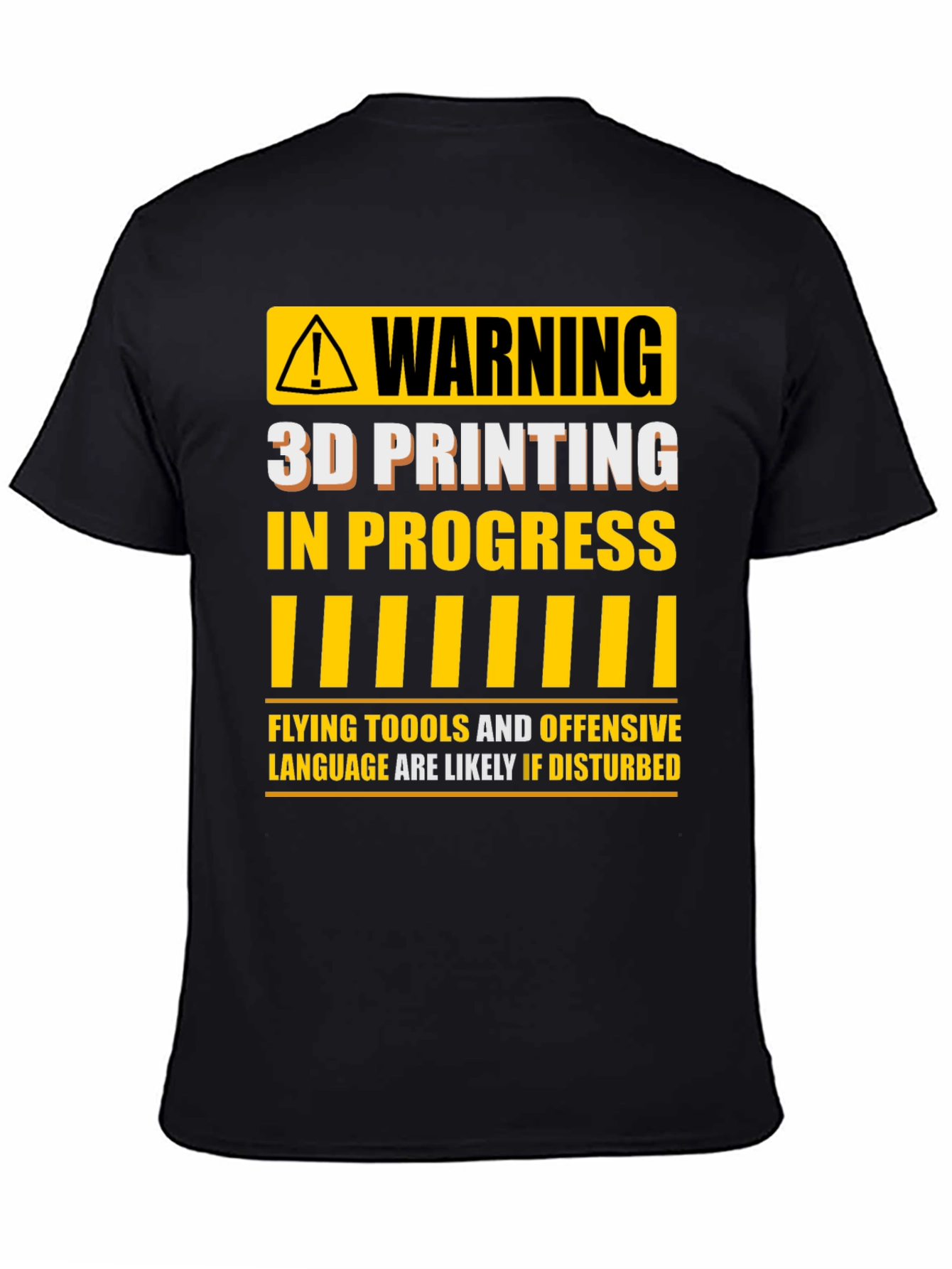 Warning 3D Printing in Progress Mens Black T-Shirt