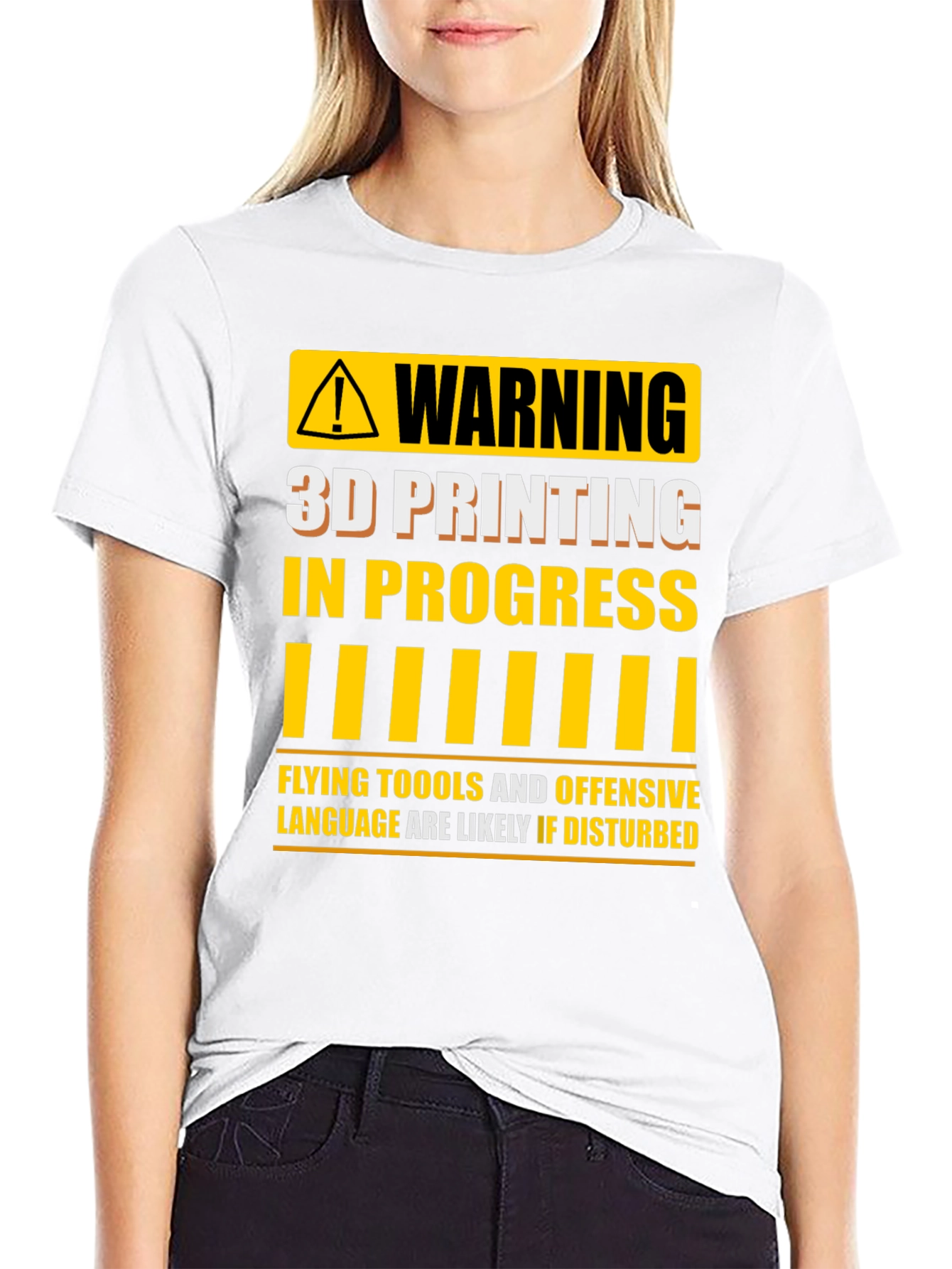 Warning 3D Printing in Progress Mens Black T-Shirt
