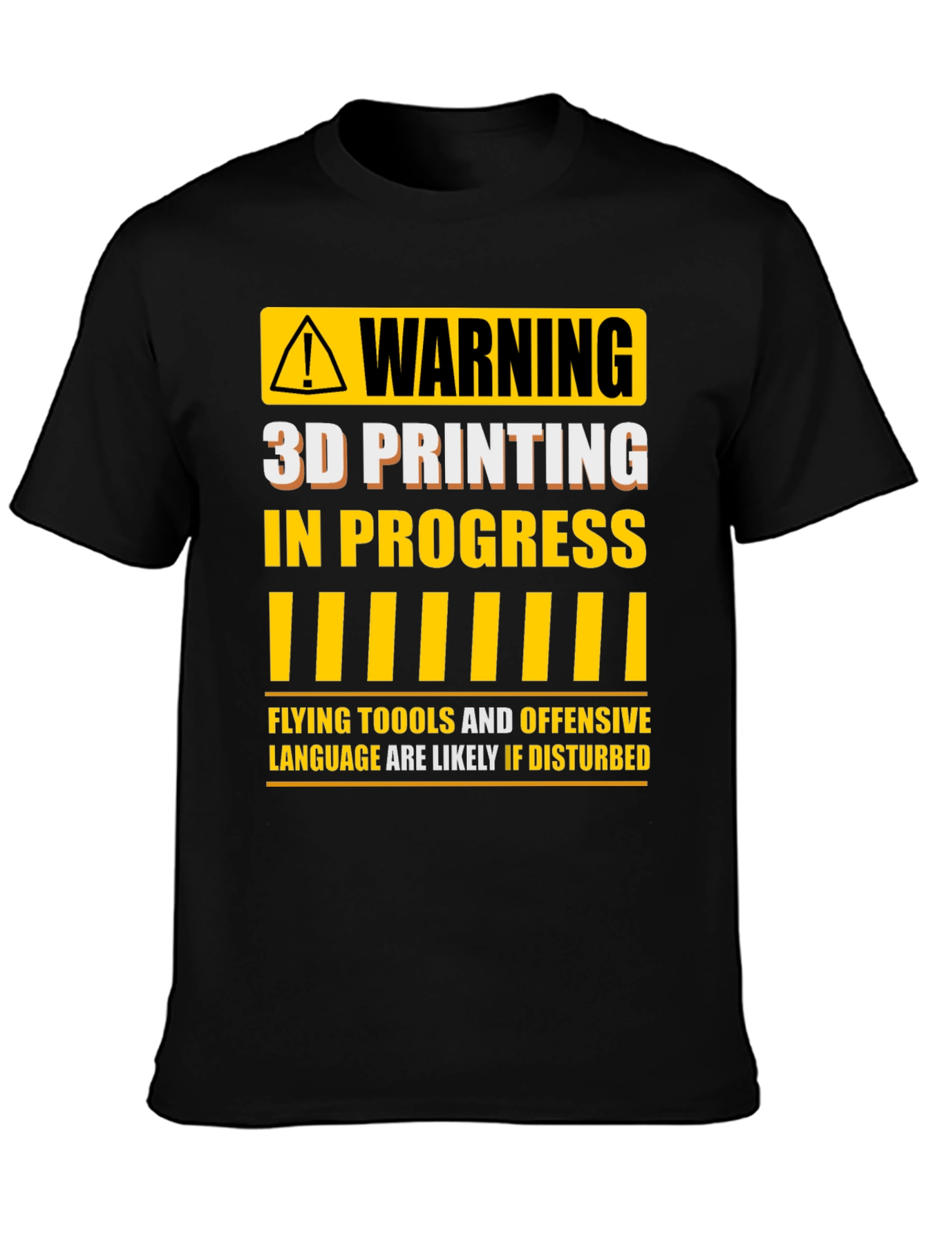 Warning 3D Printing in Progress Mens Black T-Shirt