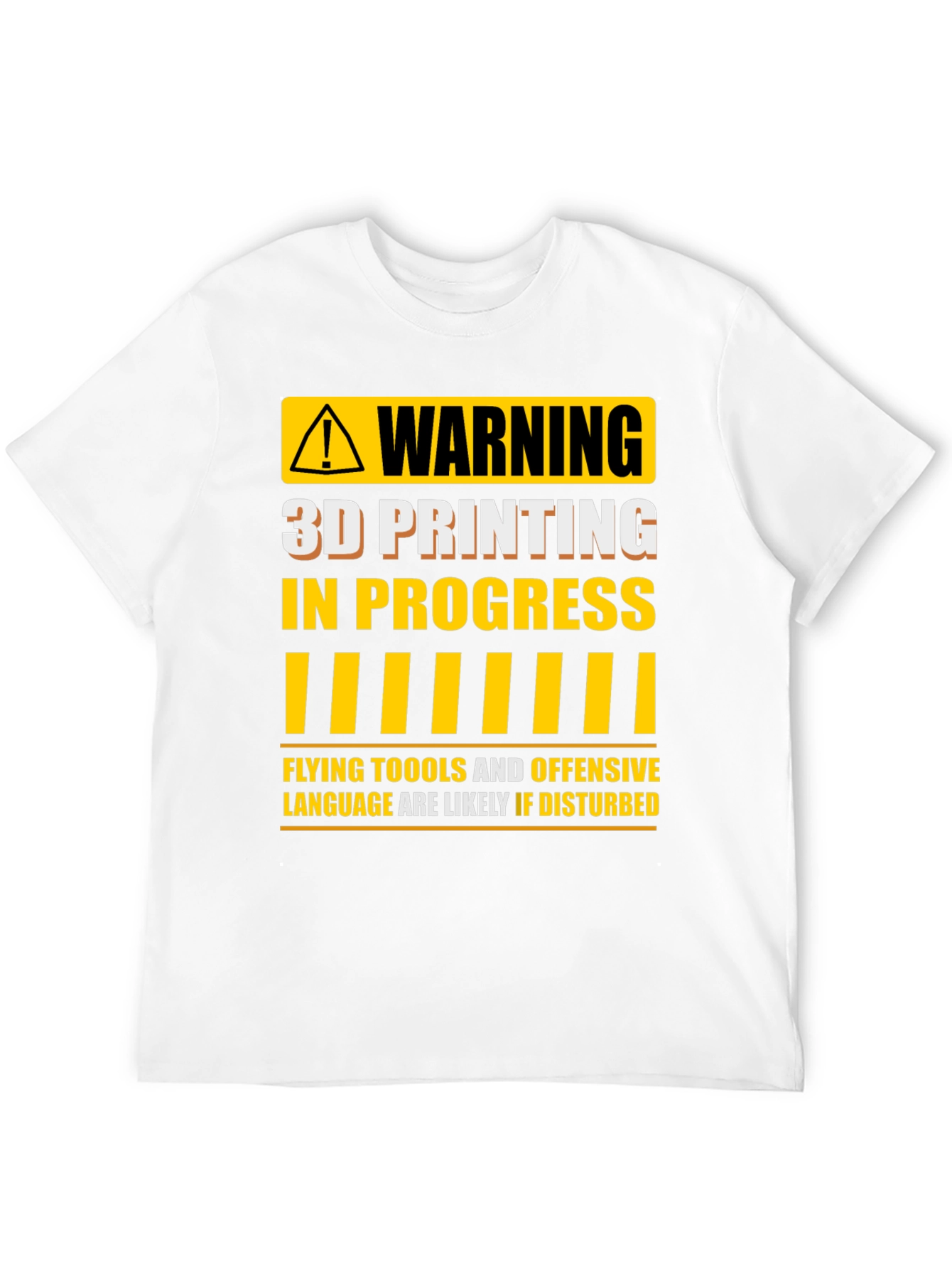 Warning 3D Printing in Progress Mens Black T-Shirt