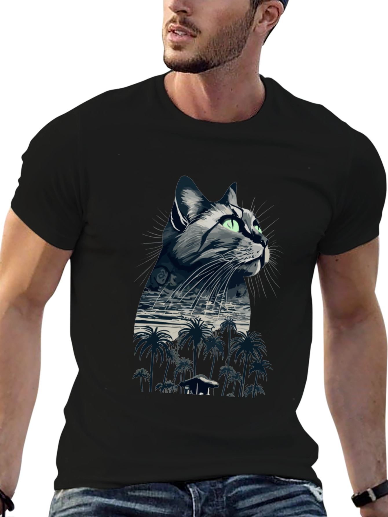 Cat Island Graphic Tee - Mens Black T-Shirt