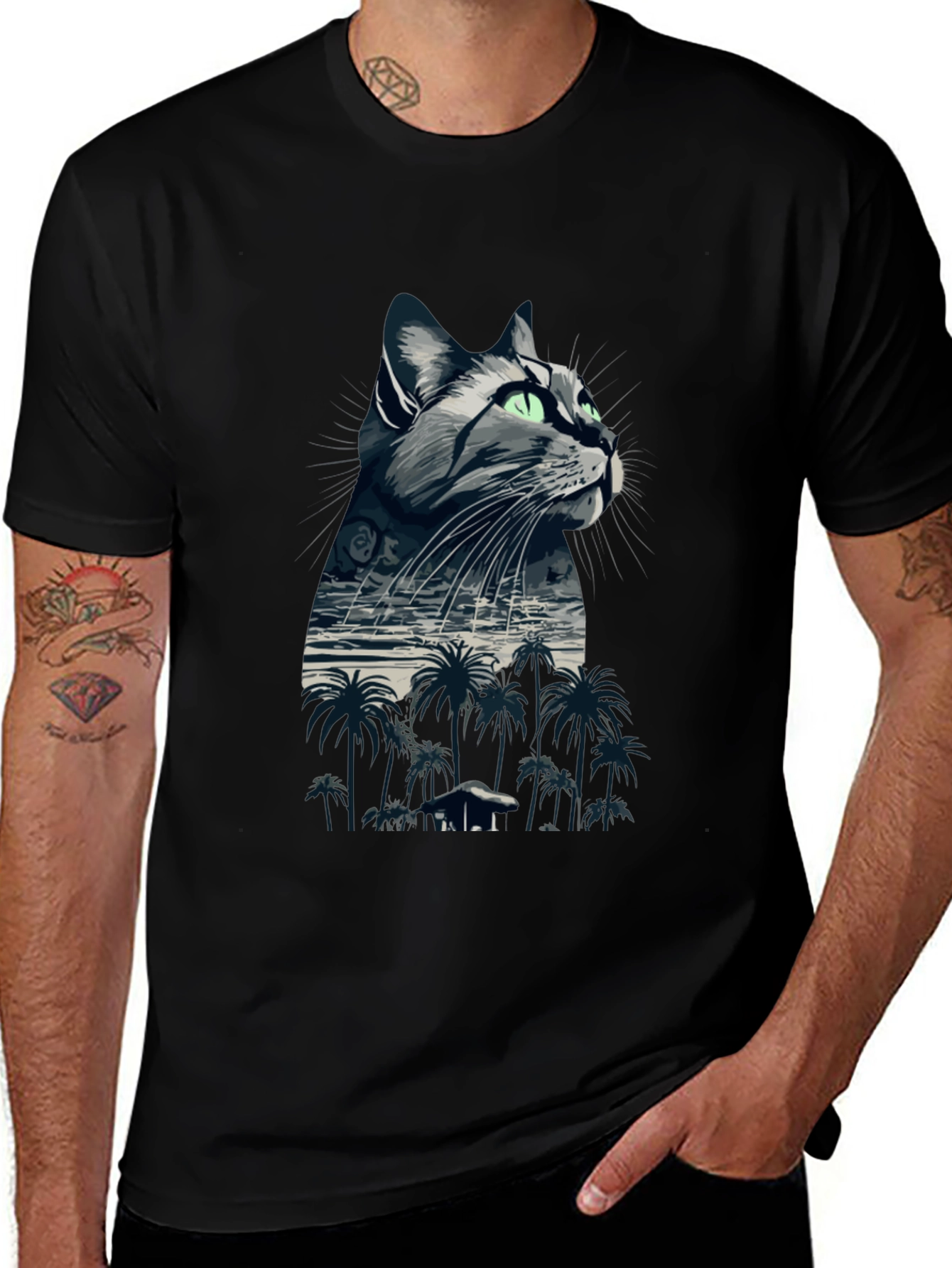 Cat Island Graphic Tee - Mens Black T-Shirt