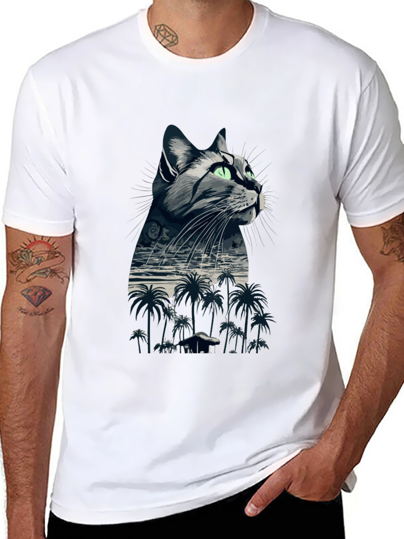 Cat Island Graphic Tee - Mens Black T-Shirt