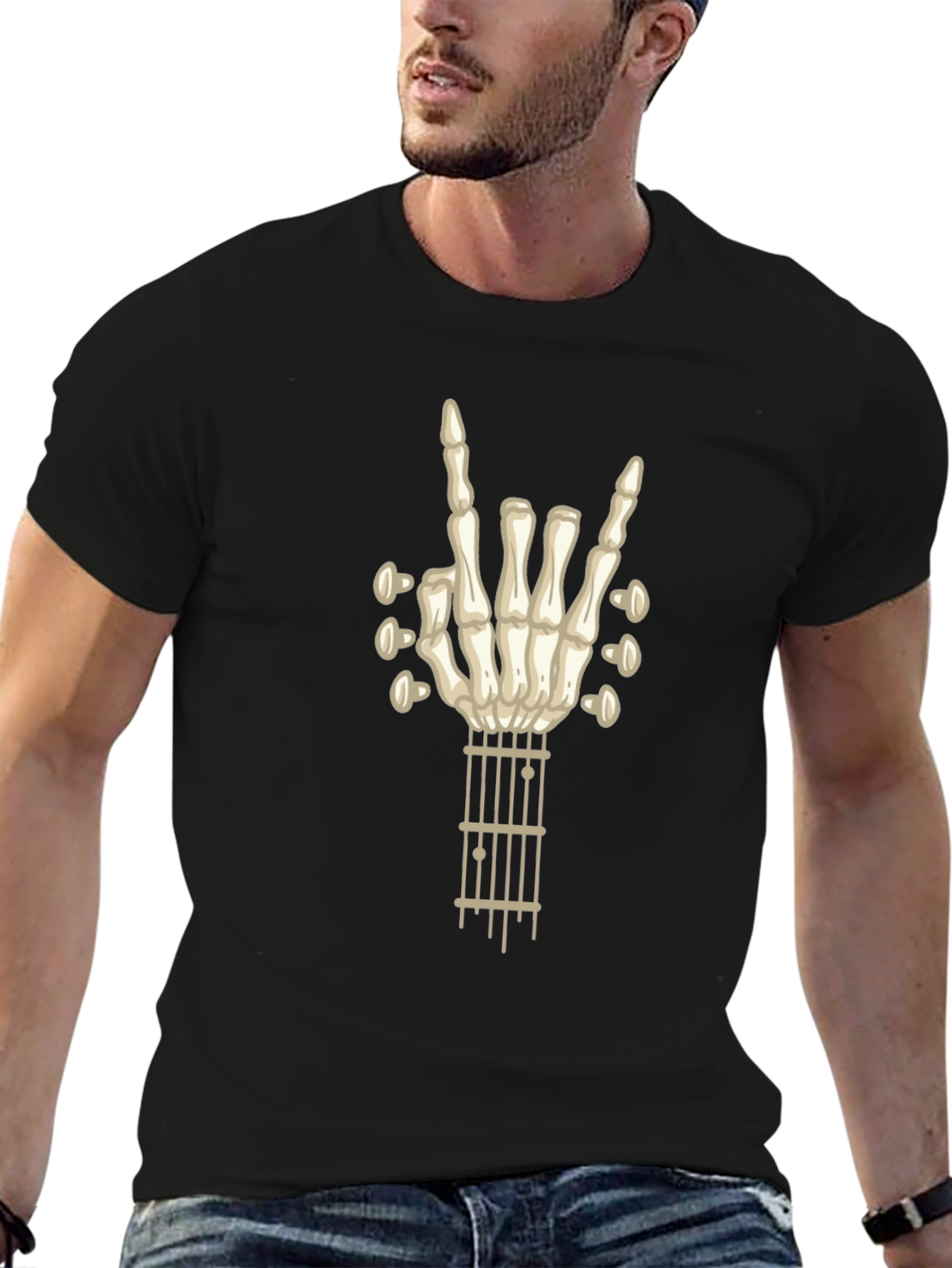 Skeleton Hand Guitar Rock T-Shirt