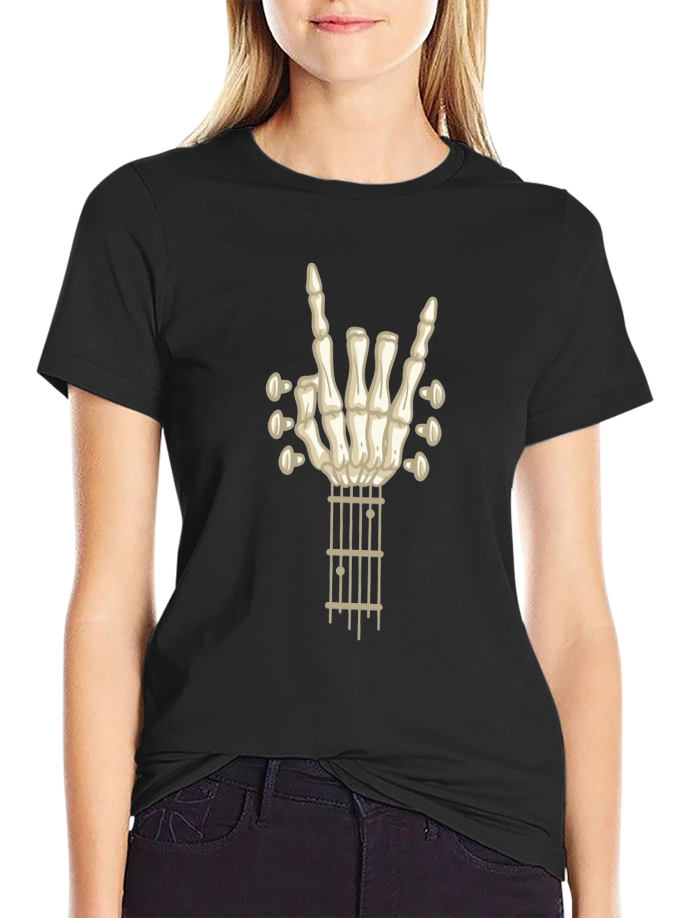Skeleton Hand Guitar Rock T-Shirt