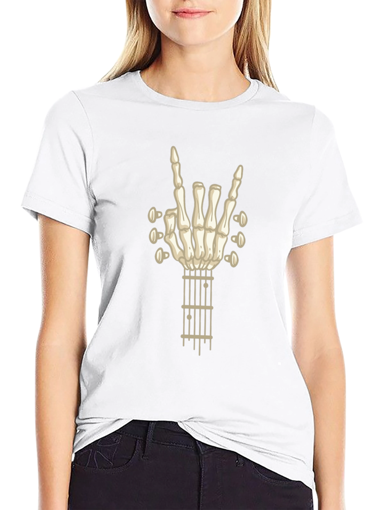 Skeleton Hand Guitar Rock T-Shirt