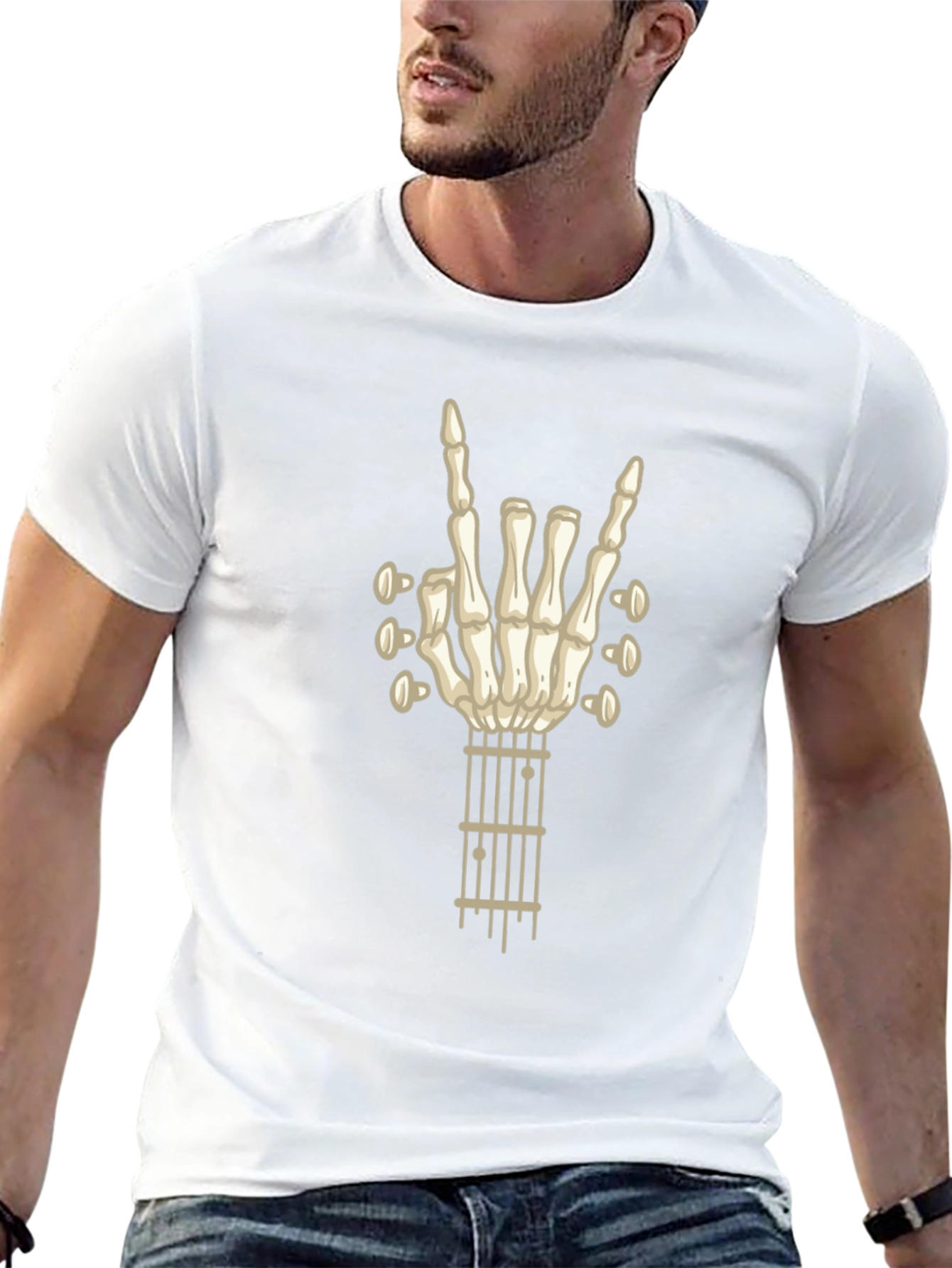 Skeleton Hand Guitar Rock T-Shirt