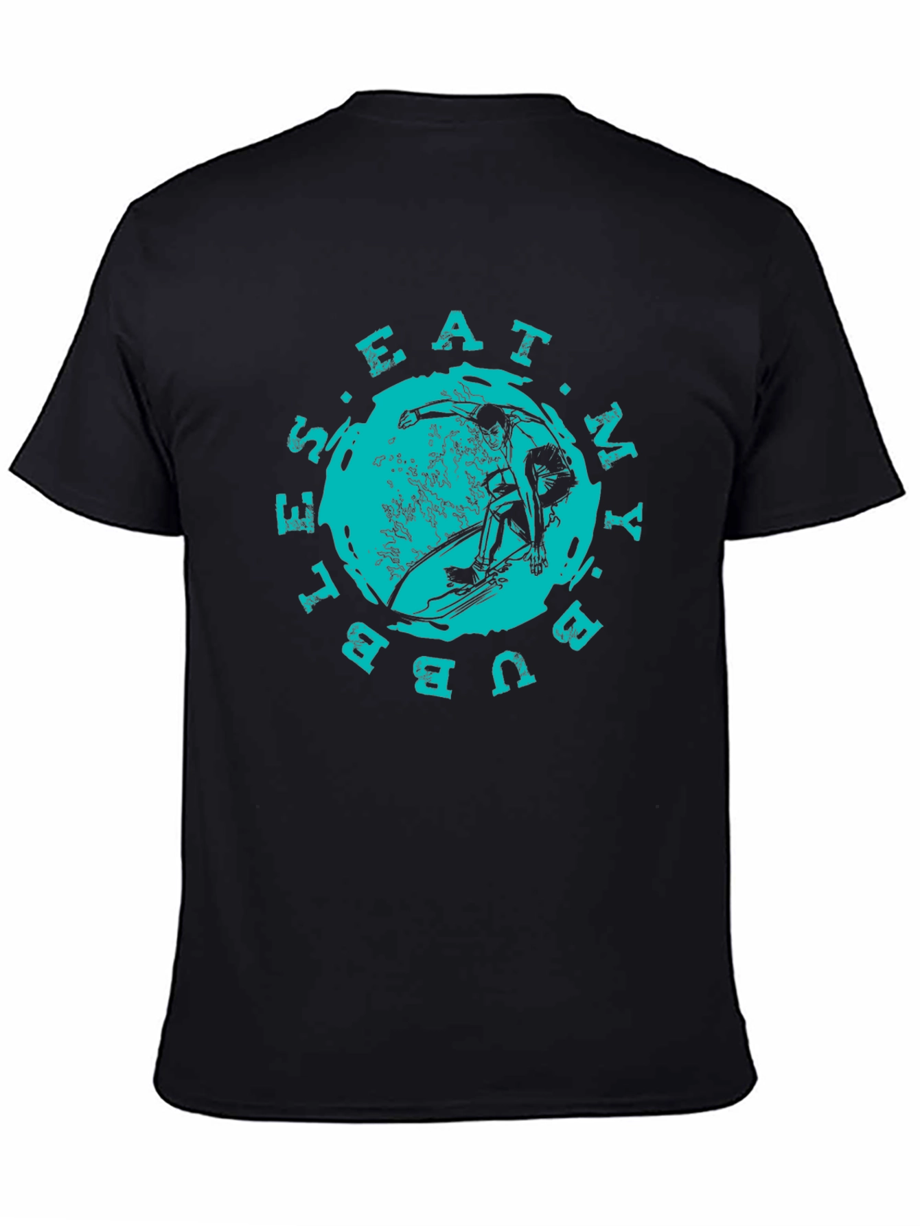 Eat My Bubbles Surfer Graphic Black T-Shirt