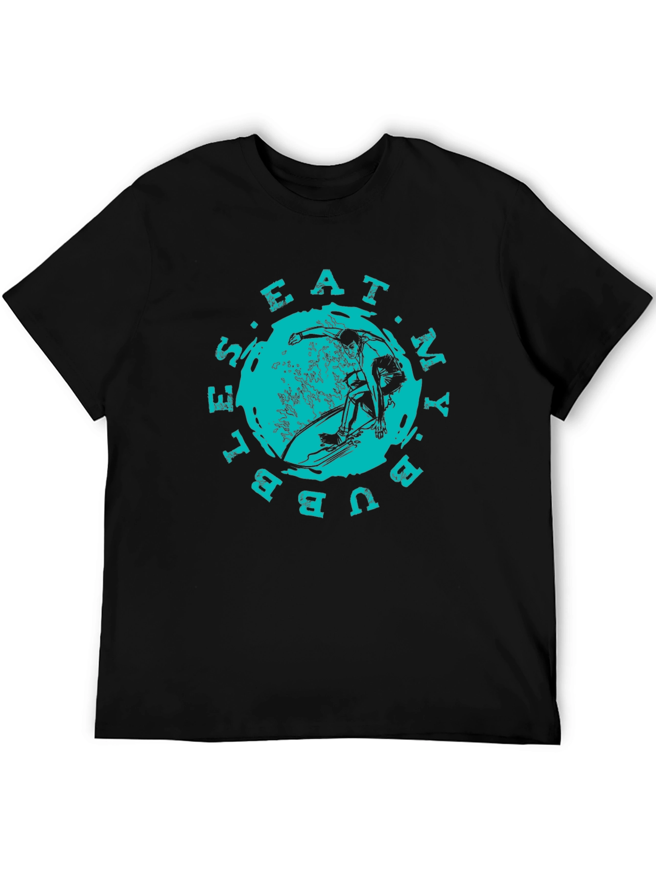 Eat My Bubbles Surfer Graphic Black T-Shirt