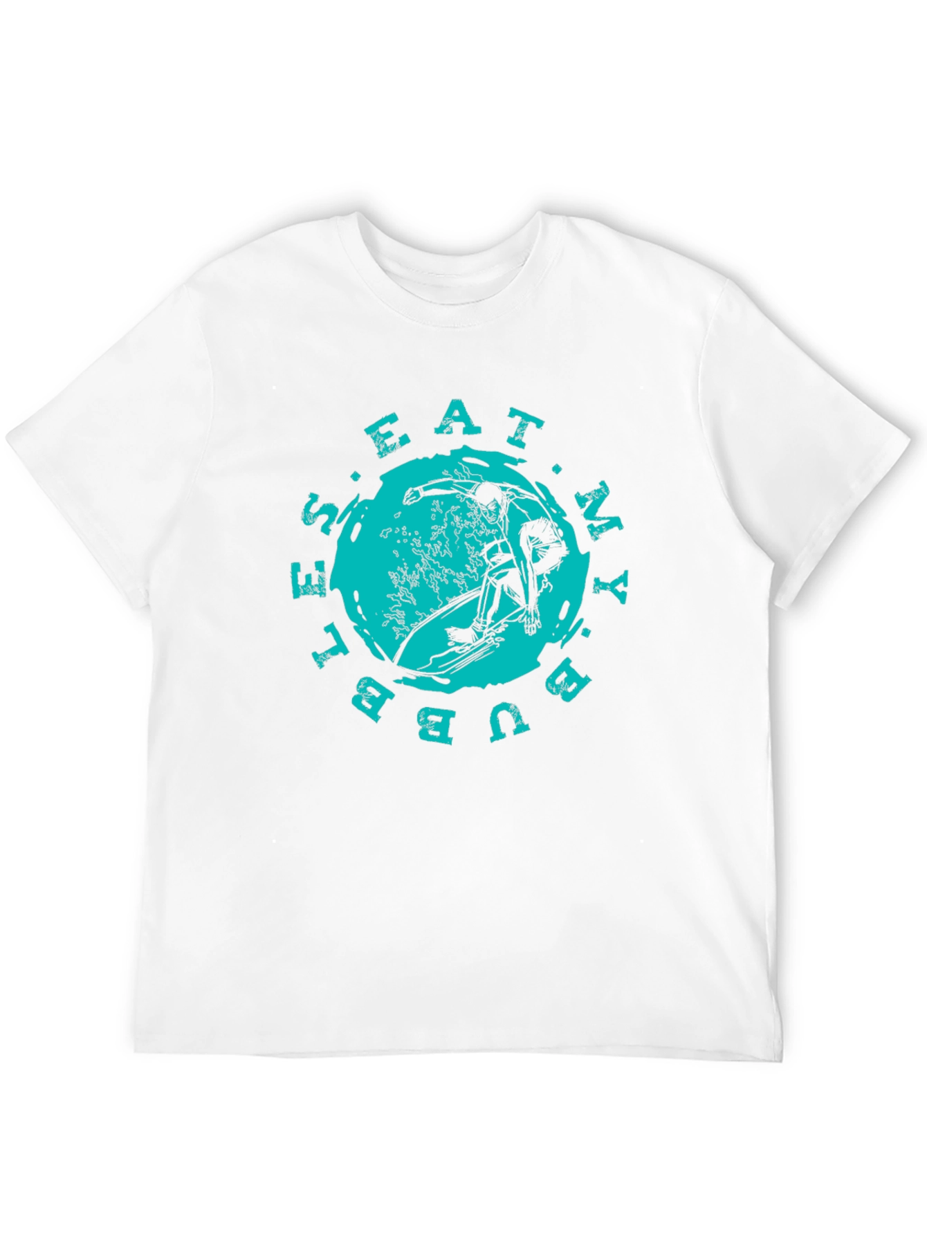 Eat My Bubbles Surfer Graphic Black T-Shirt
