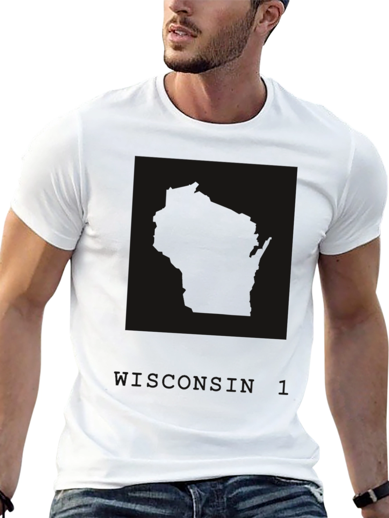 Black Graphic Tee - Wisconsin State Outline
