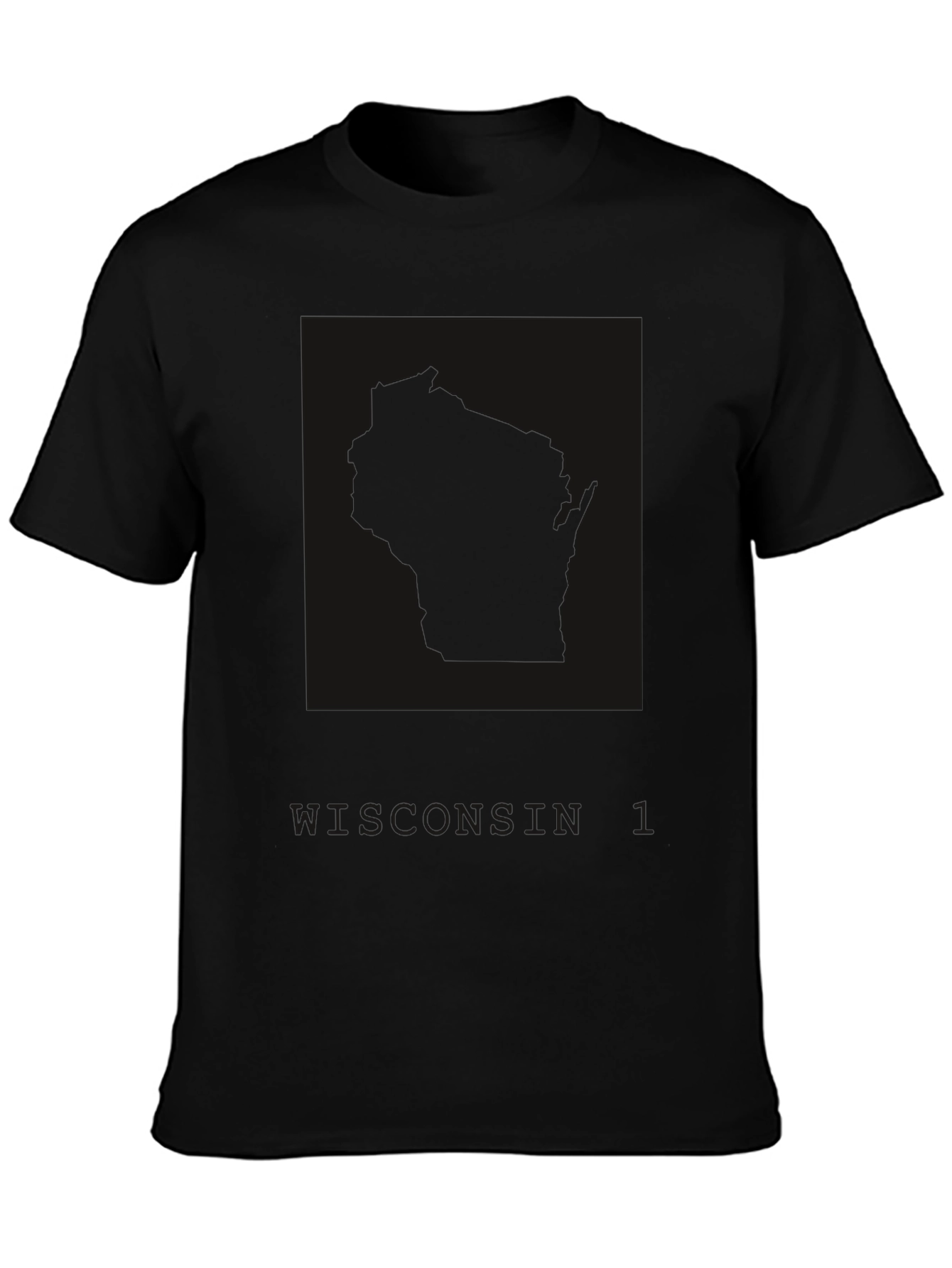Black Graphic Tee - Wisconsin State Outline