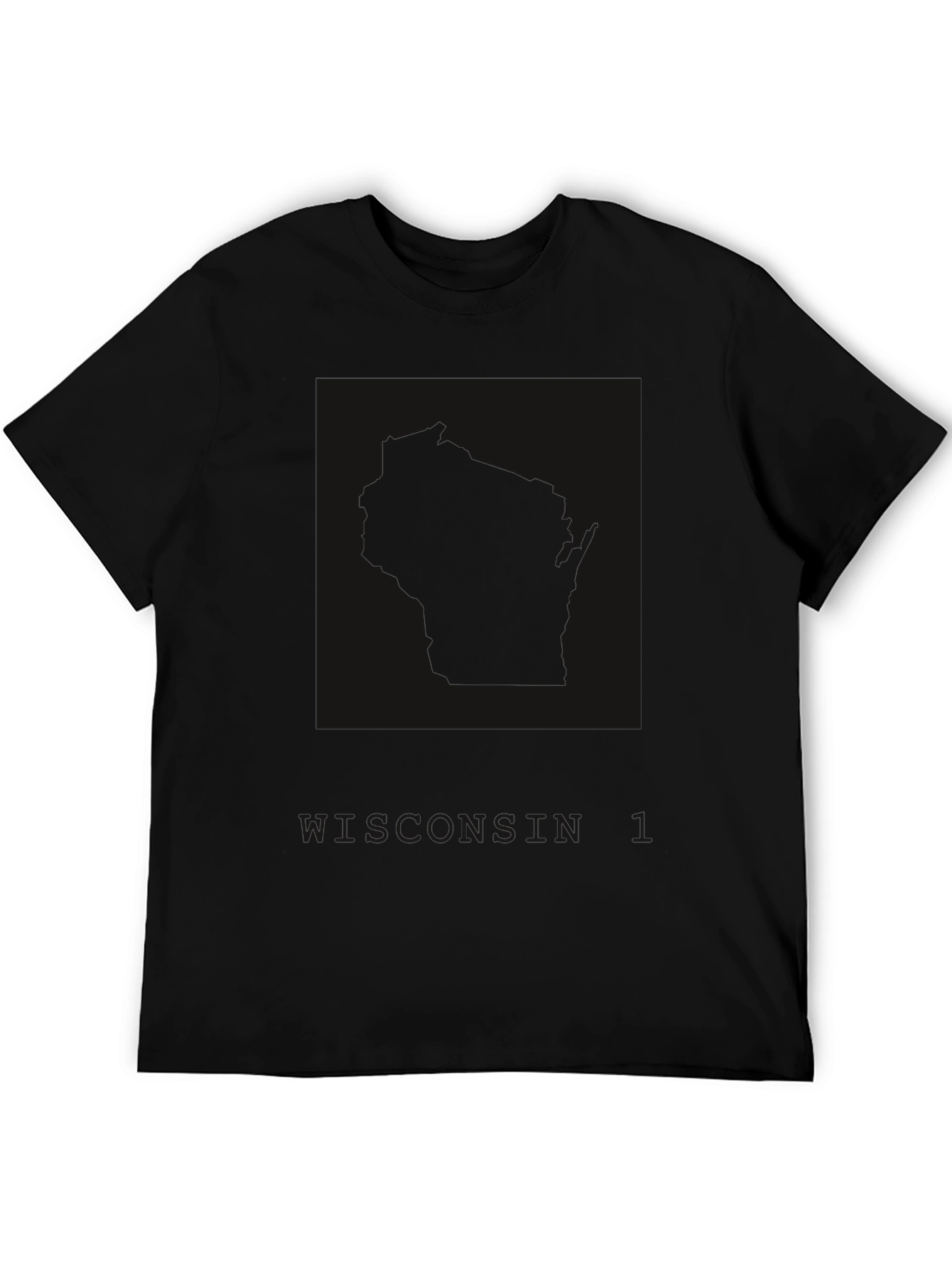 Black Graphic Tee - Wisconsin State Outline