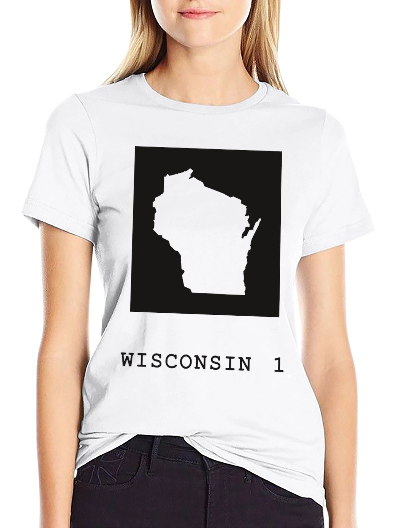 Black Graphic Tee - Wisconsin State Outline