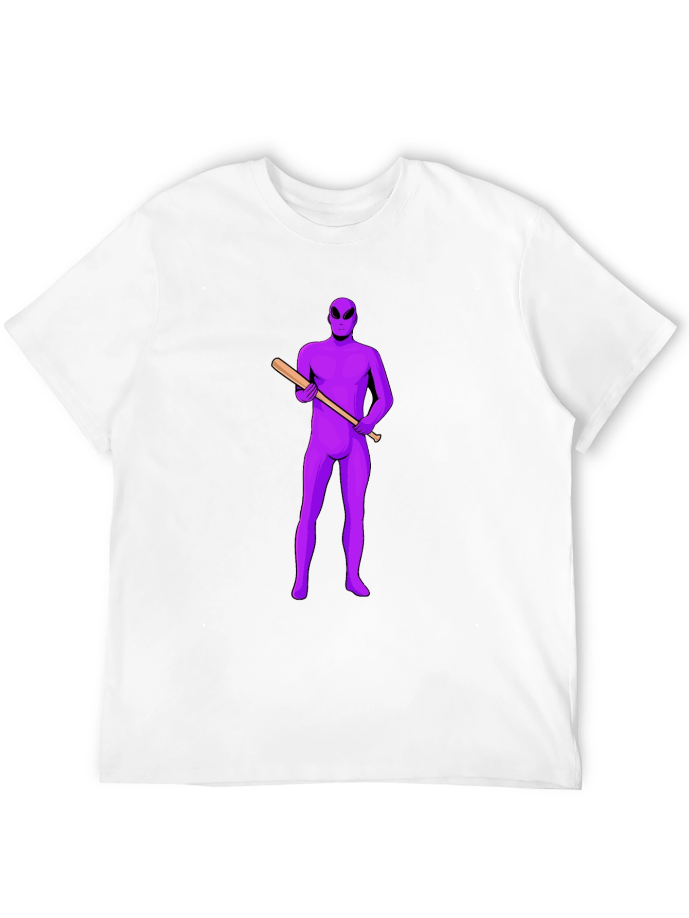 Purple Alien Baseball Tee - Mens Black T-Shirt