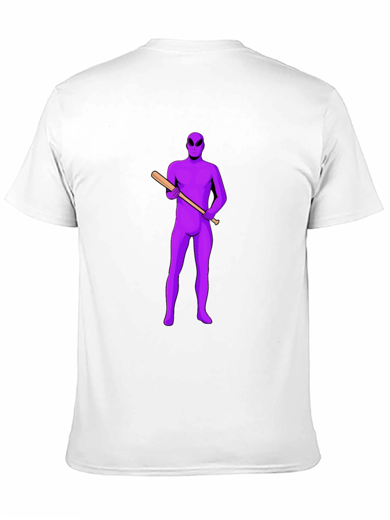 Purple Alien Baseball Tee - Mens Black T-Shirt
