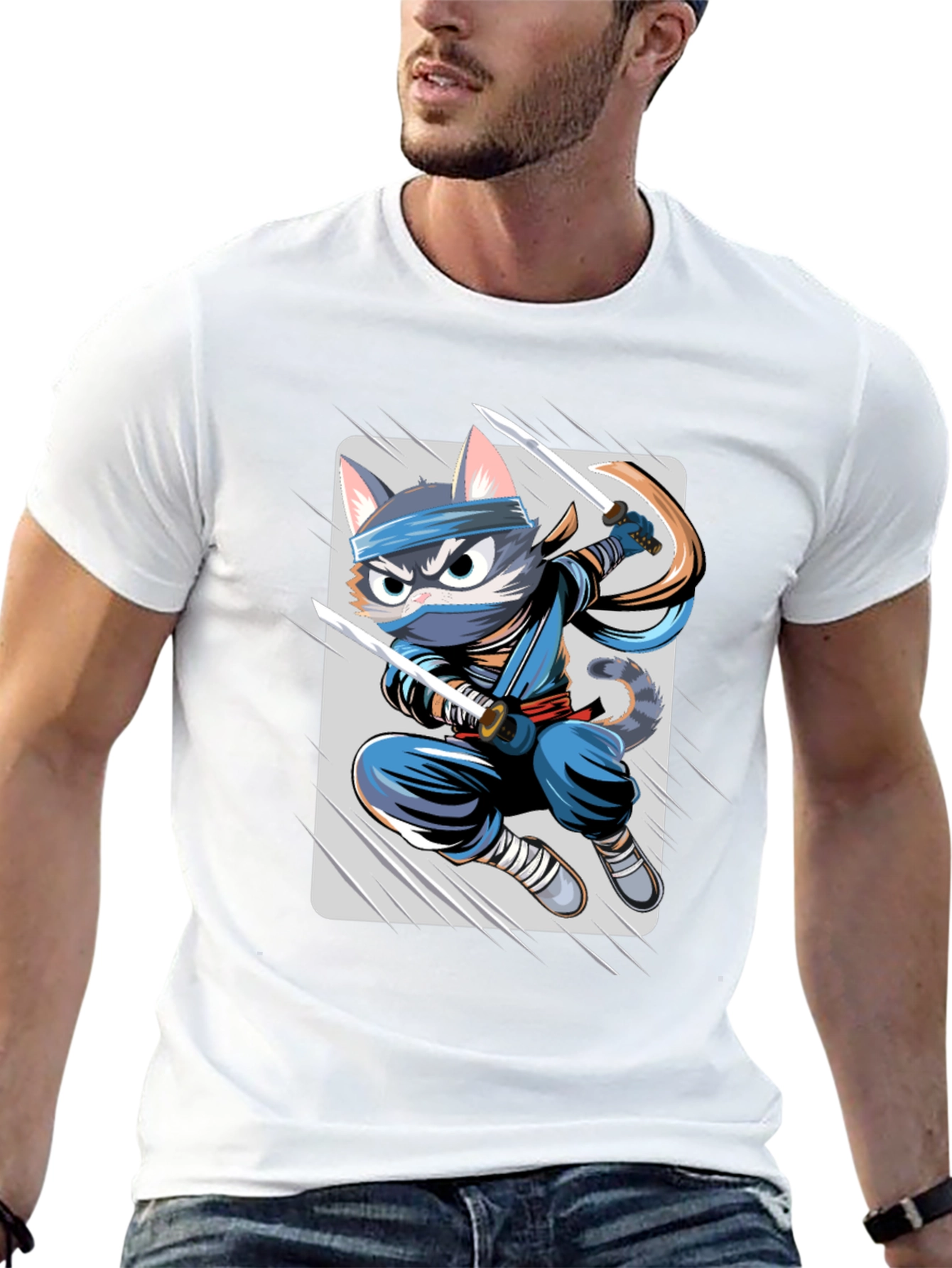 Ninja Cat T-Shirt - Unique Cartoon Graphic Tee