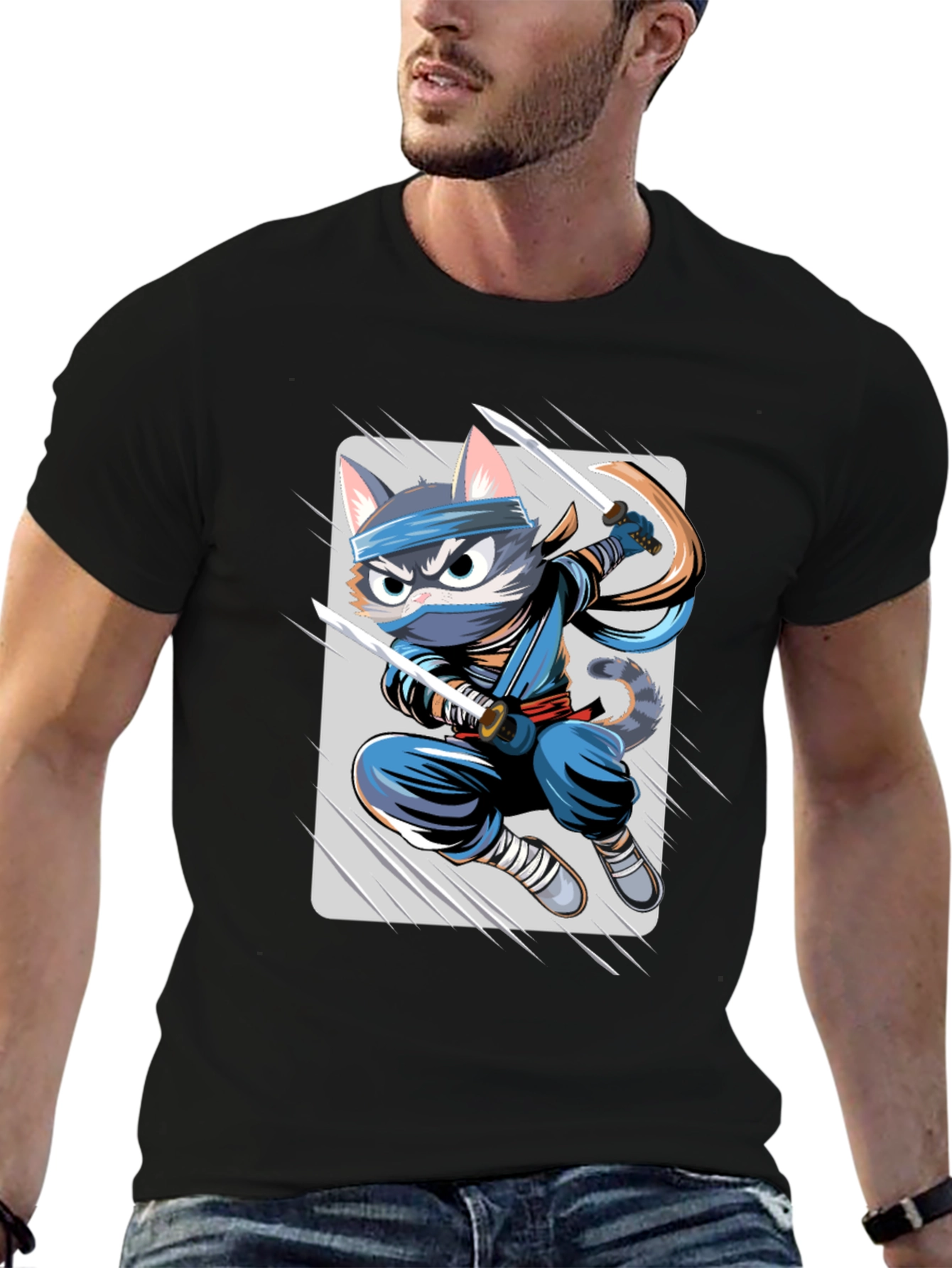 Ninja Cat T-Shirt - Unique Cartoon Graphic Tee