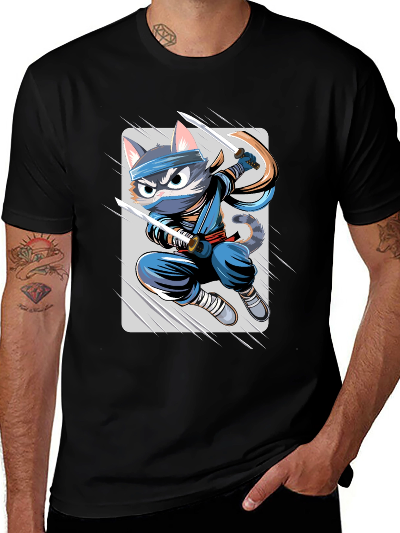 Ninja Cat T-Shirt - Unique Cartoon Graphic Tee