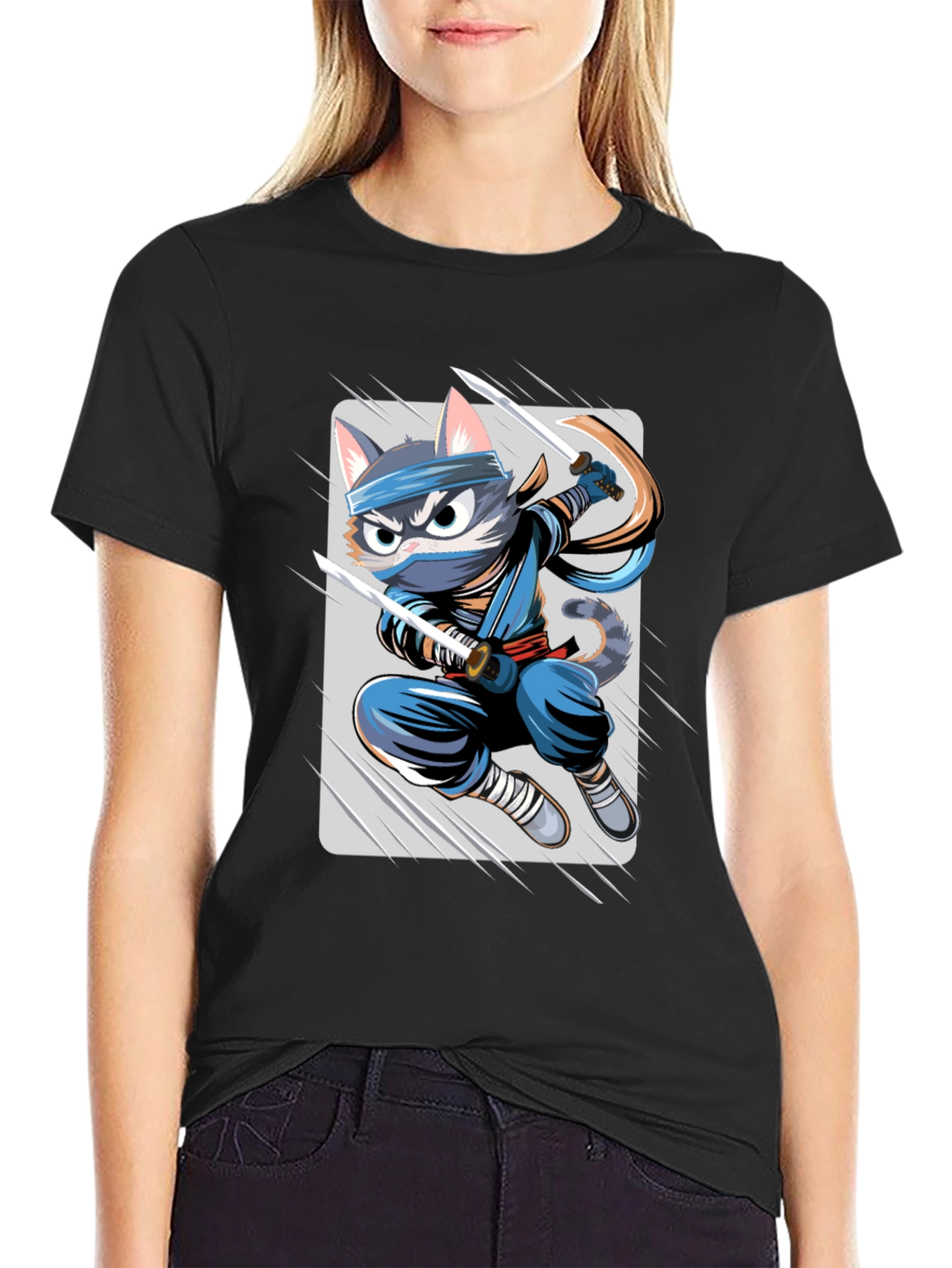 Ninja Cat T-Shirt - Unique Cartoon Graphic Tee