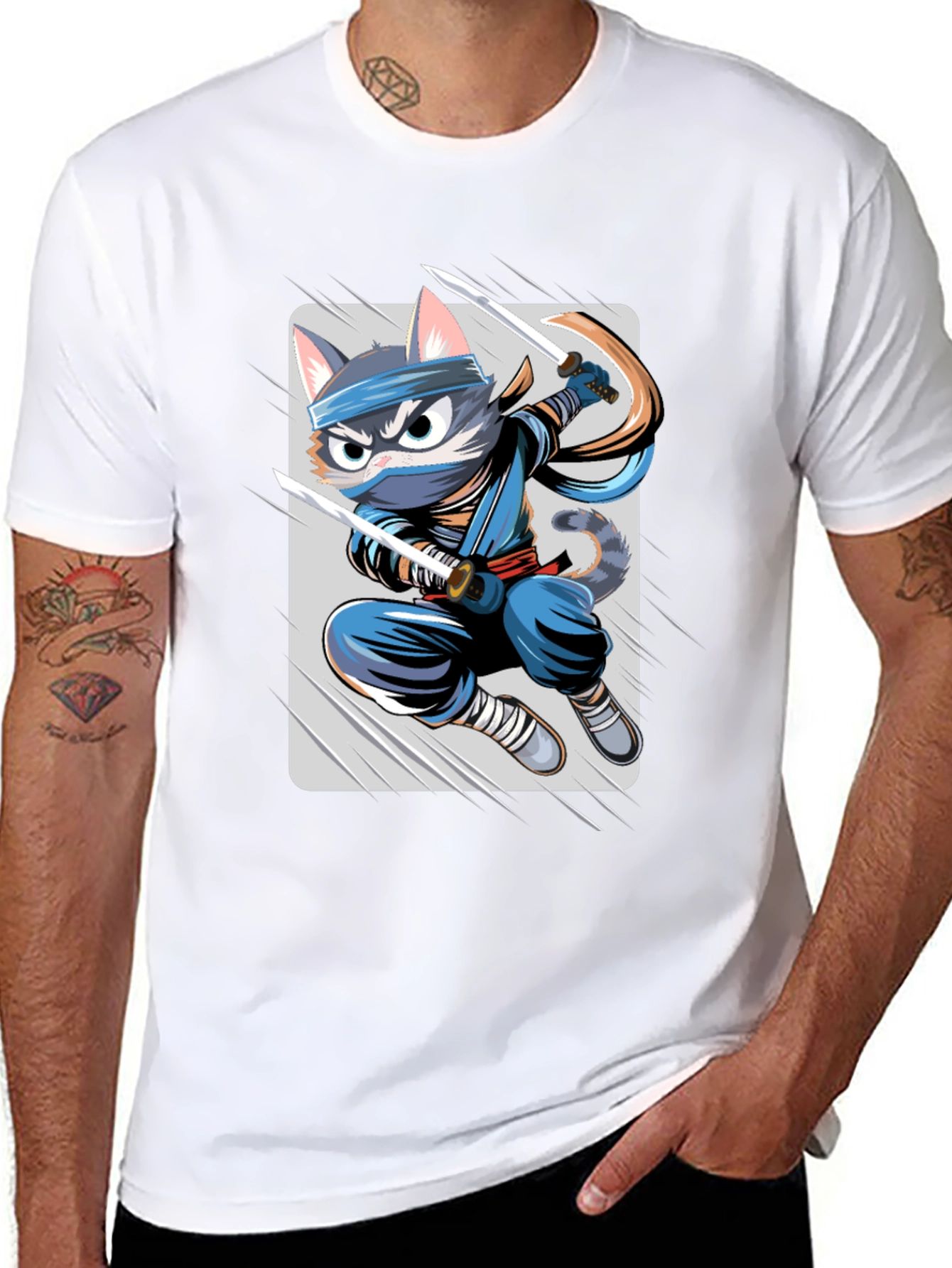 Ninja Cat T-Shirt - Unique Cartoon Graphic Tee