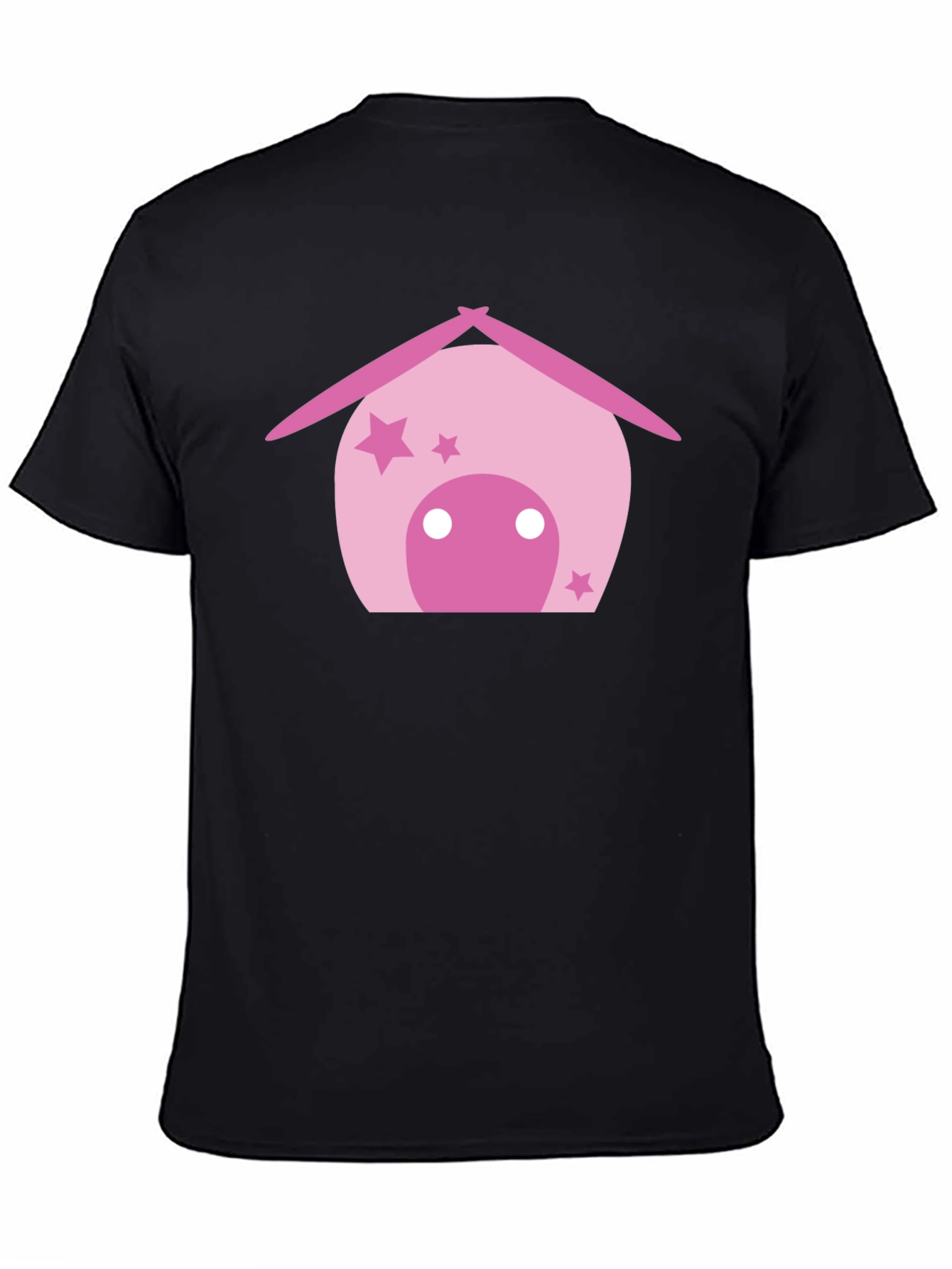 Cute Pink House Graphic Black T-Shirt