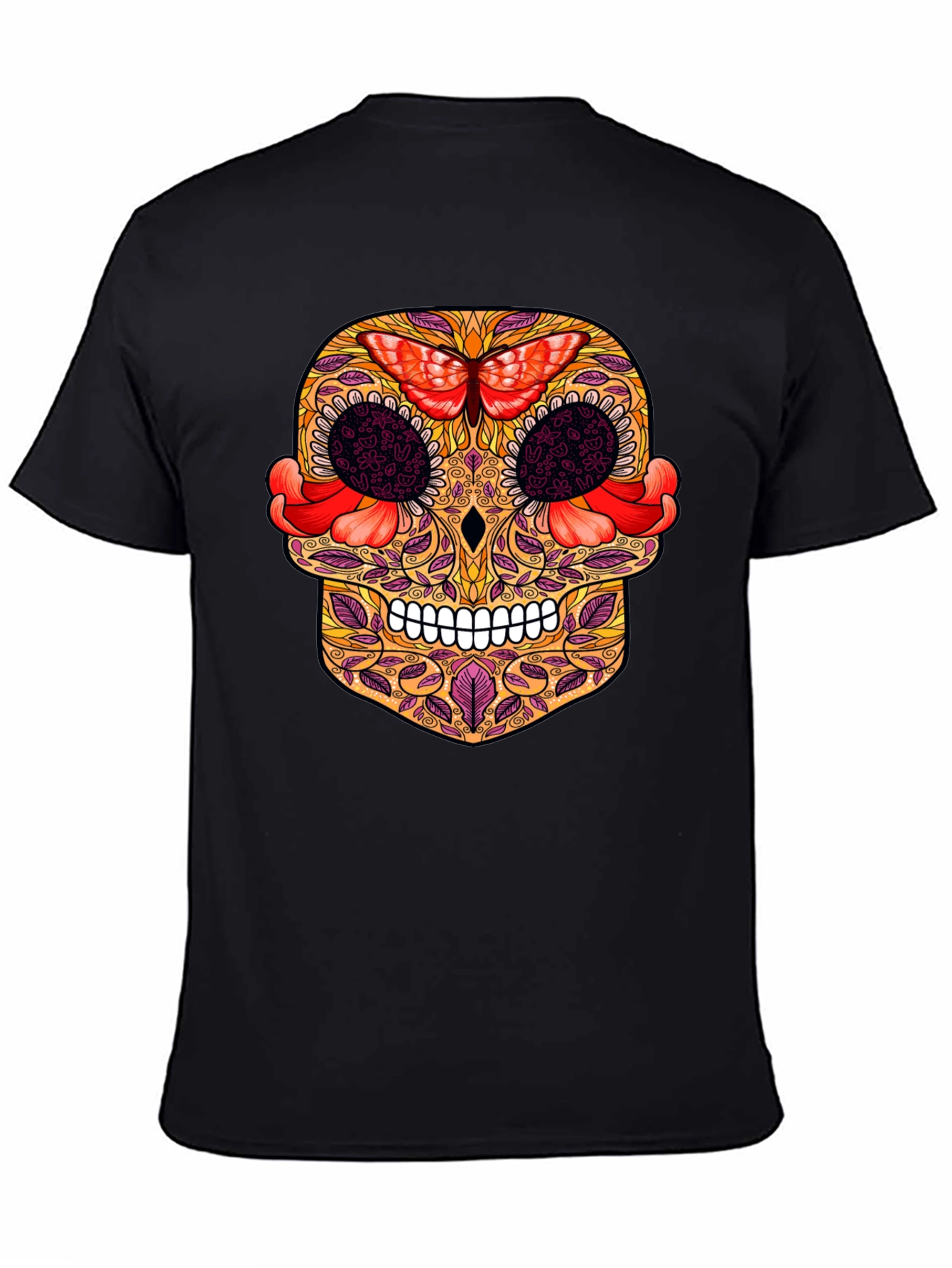 Sugar Skull T-Shirt with Butterfly Design