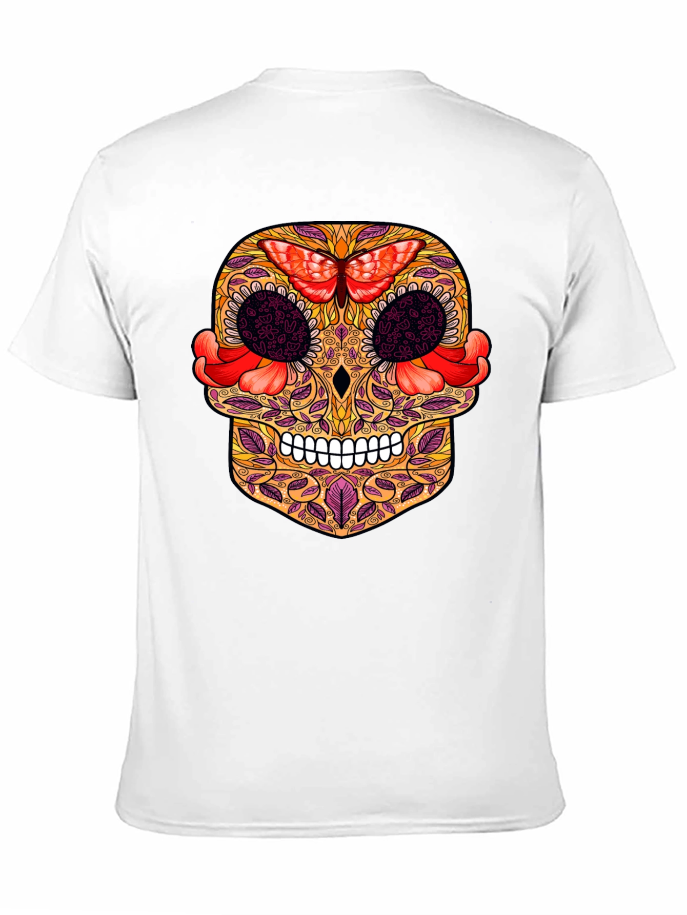 Sugar Skull T-Shirt with Butterfly Design