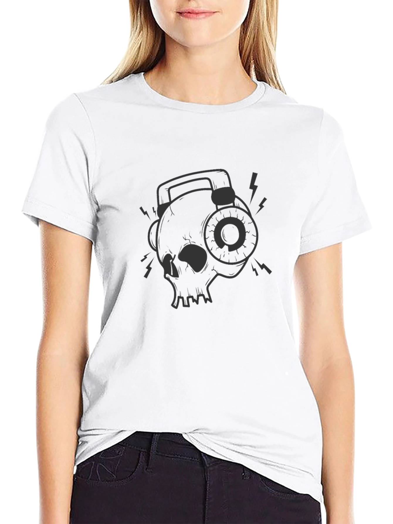 Skull Headphones Graphic T-Shirt - Cool Casual Style
