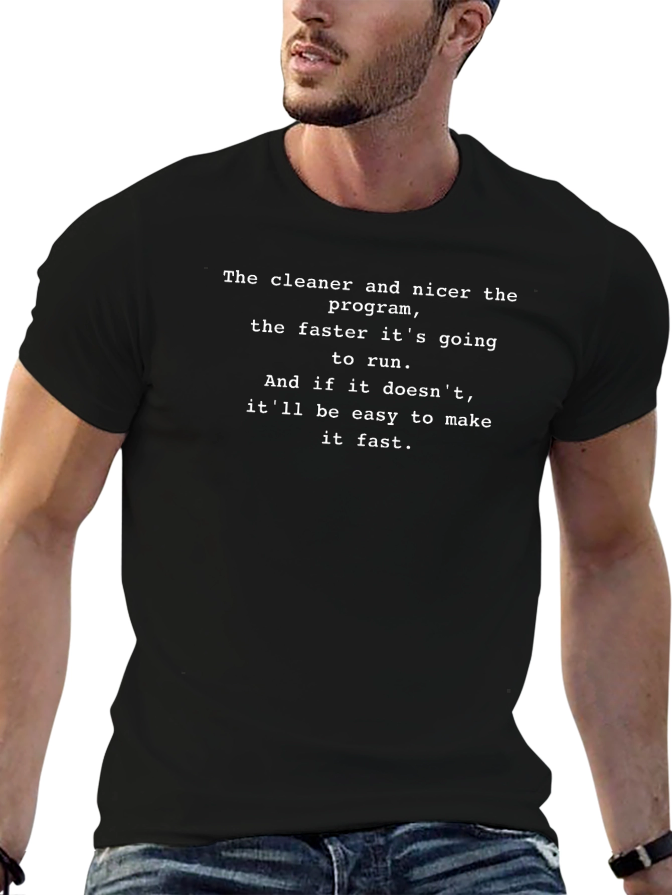 Programmer Humor Tee: Cleaner Code Runs Faster T-Shirt