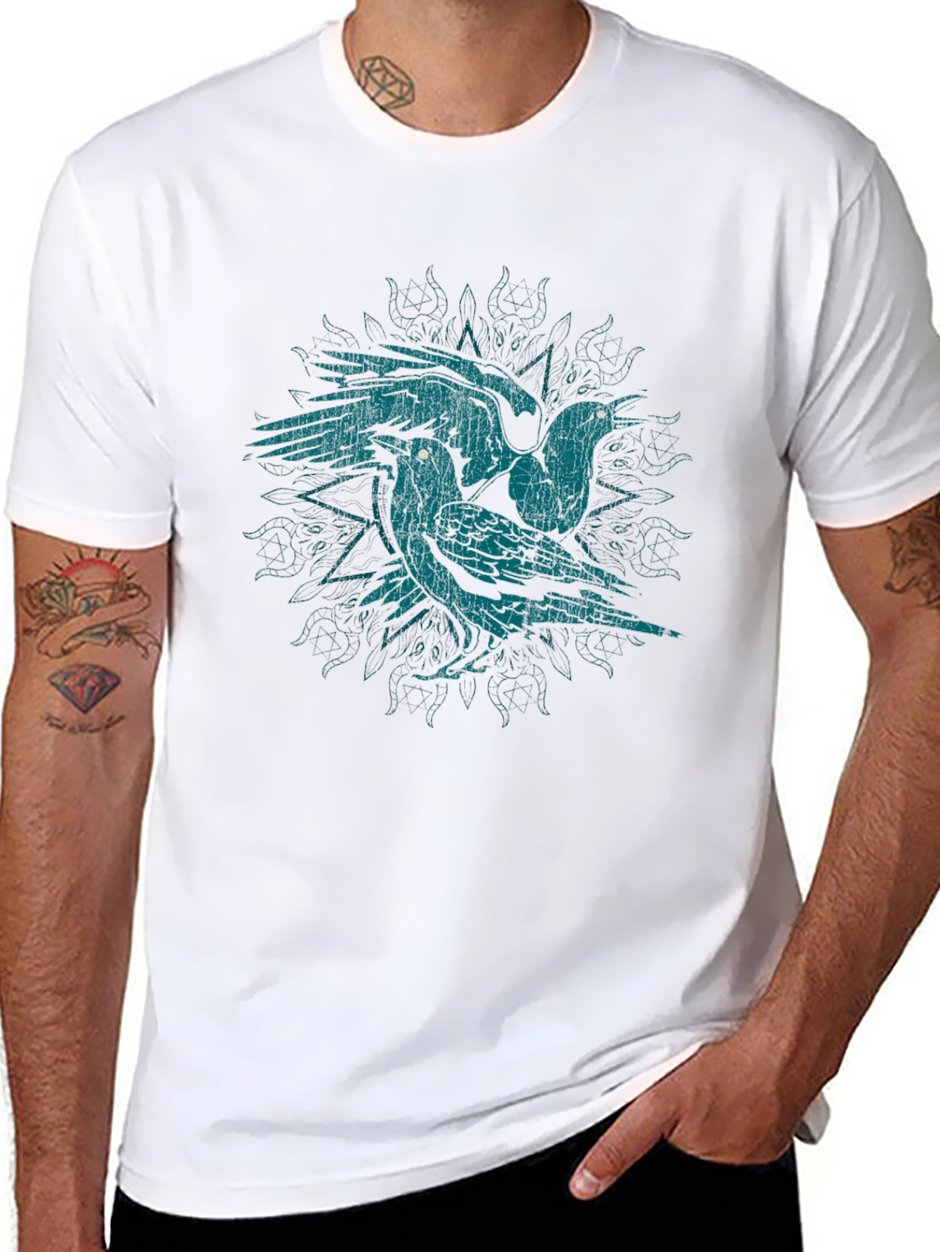 Raven Graphic T-Shirt - Distressed Design