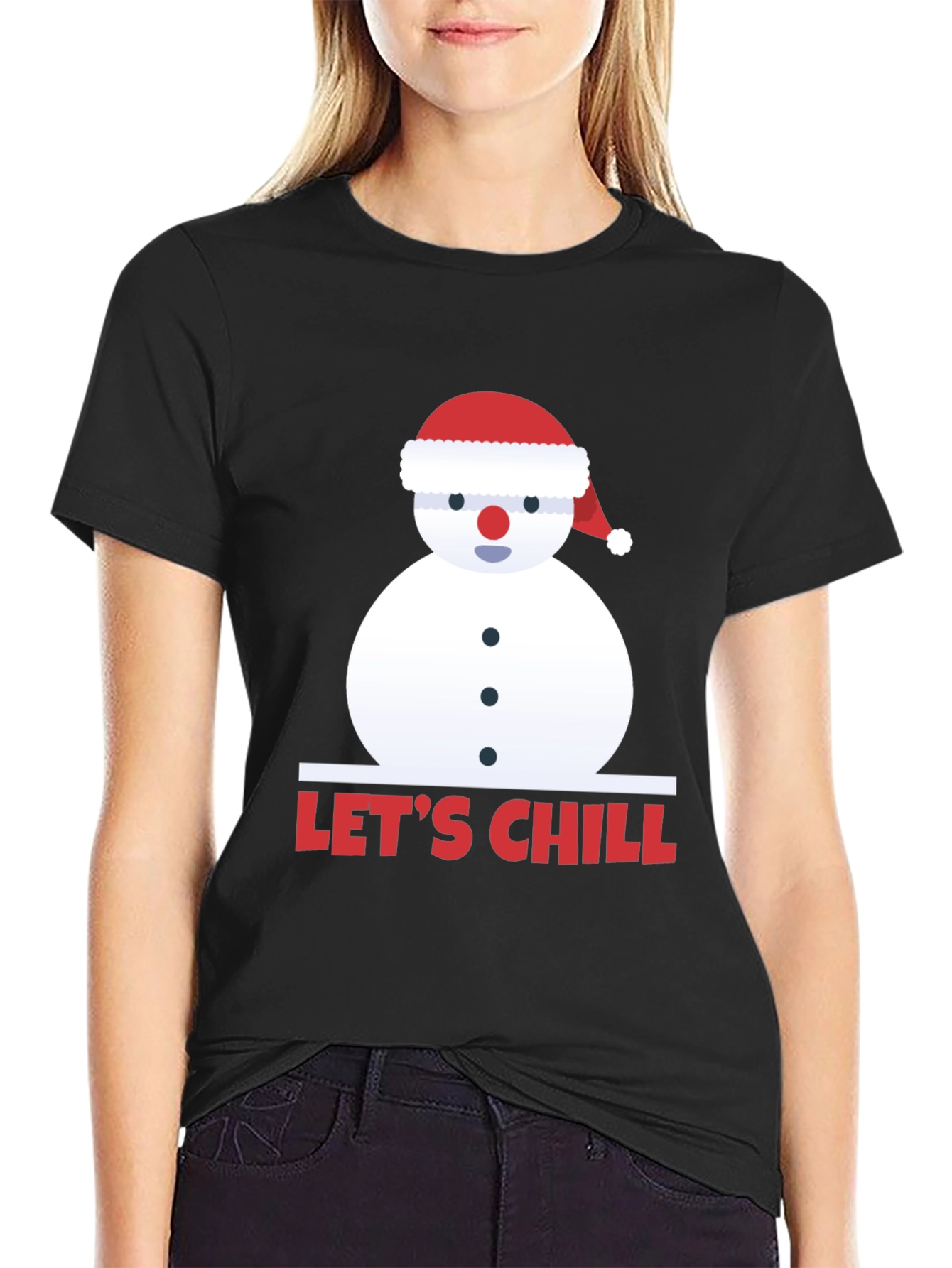 Lets Chill Snowman Graphic T-Shirt - Winter Holiday