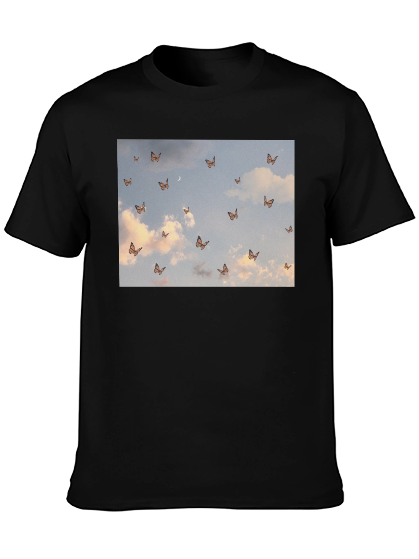 Butterfly Sky Graphic Black T-Shirt
