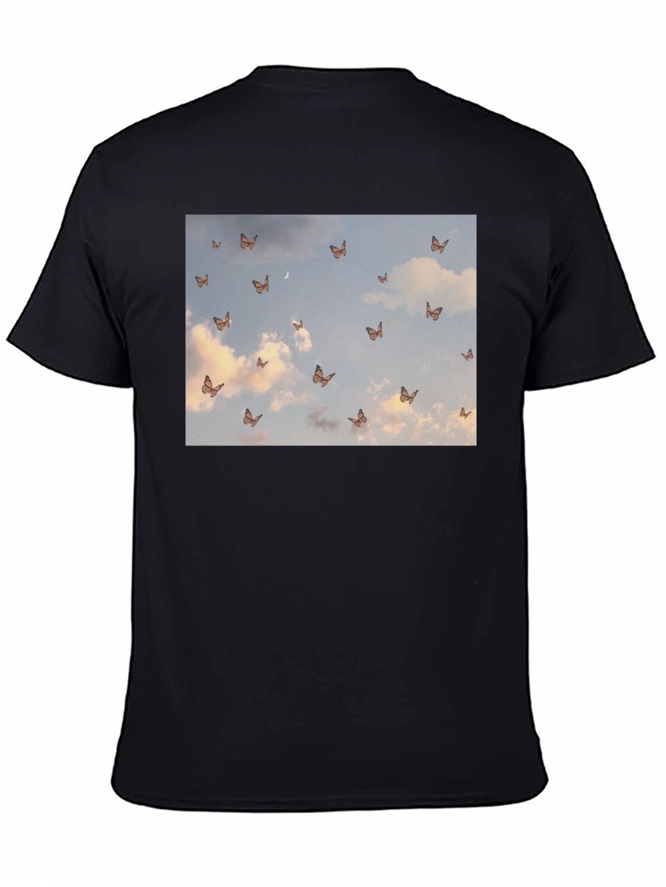 Butterfly Sky Graphic Black T-Shirt