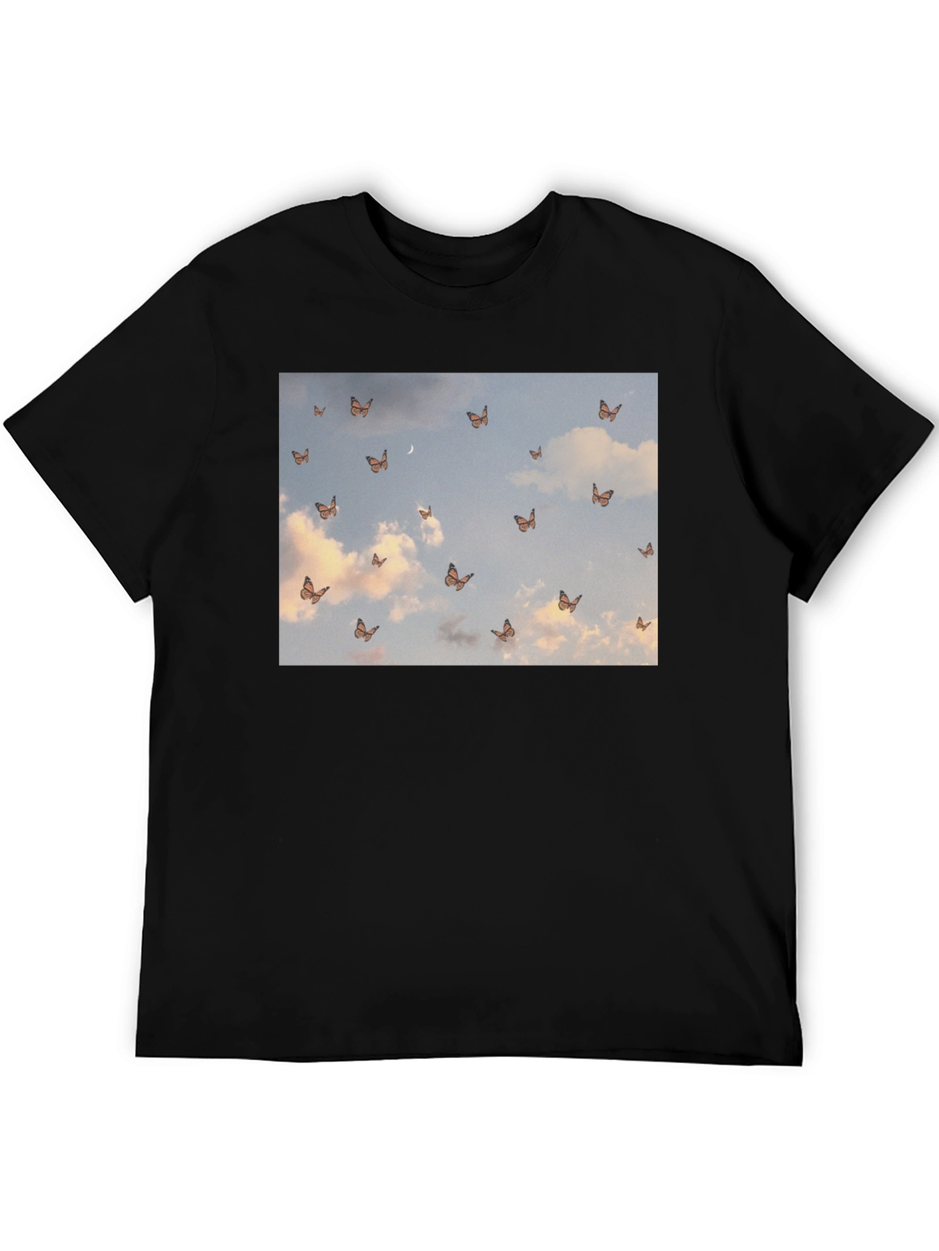 Butterfly Sky Graphic Black T-Shirt